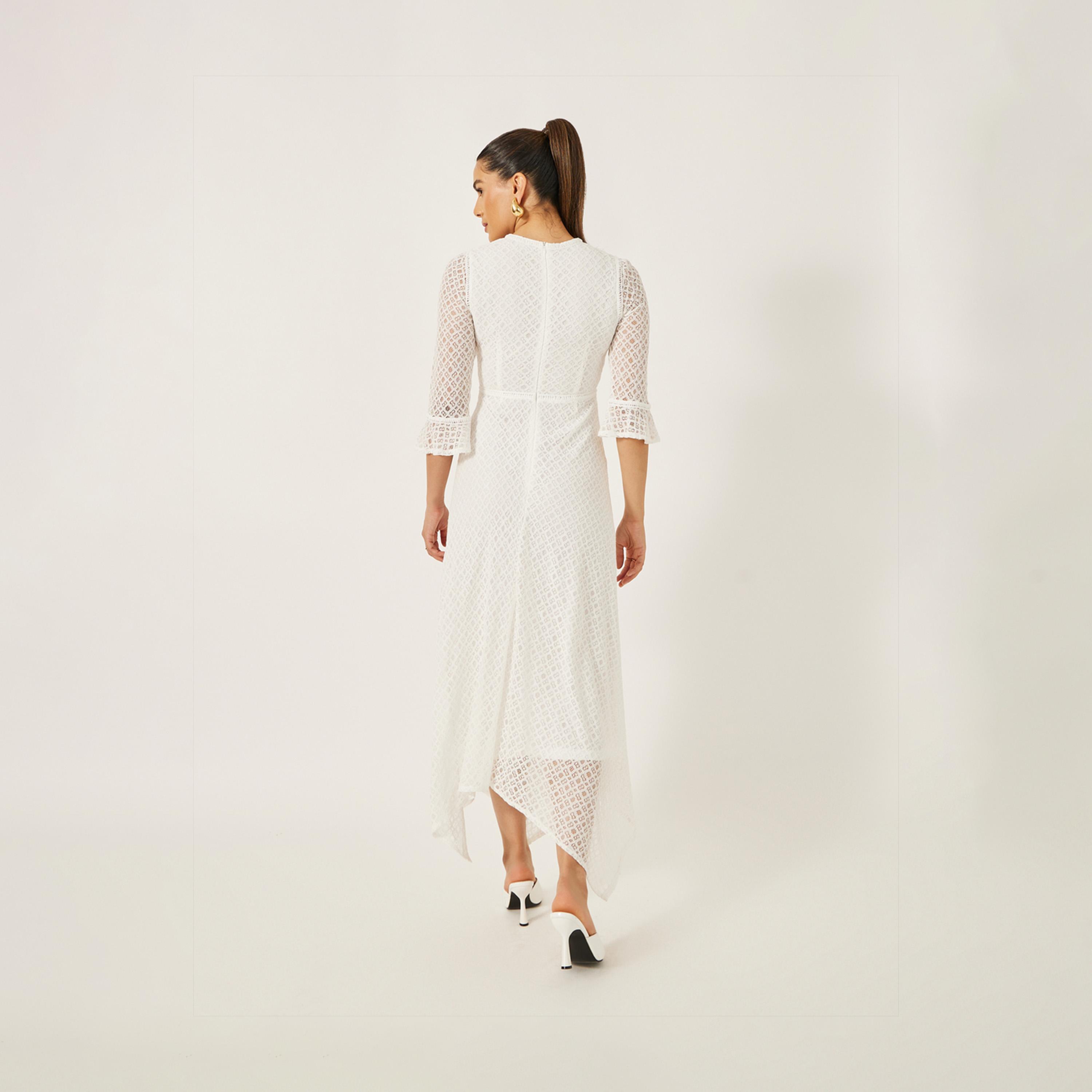 Styli Lace Insert Ruffle Sleeve Asymmetric Hem A-Line Midi Dress-women-clothing-dresses-image-6
