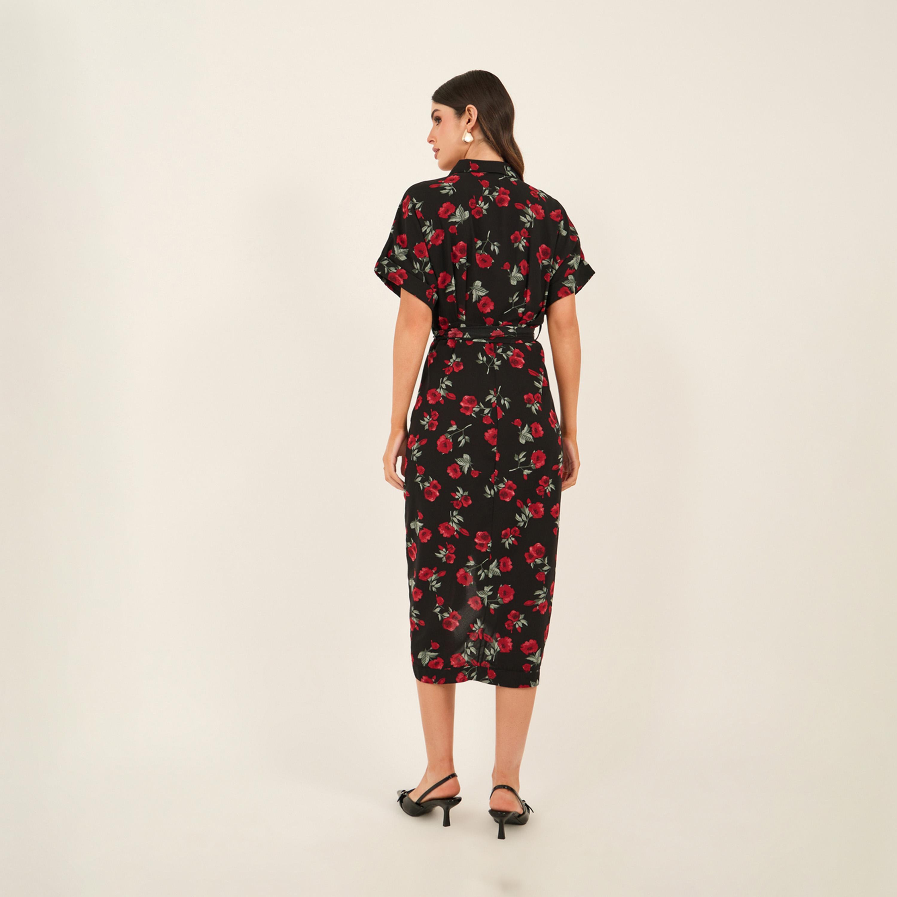 Styli Floral Print Collared Shirt Midi Dress-women-clothing-dresses-image-5