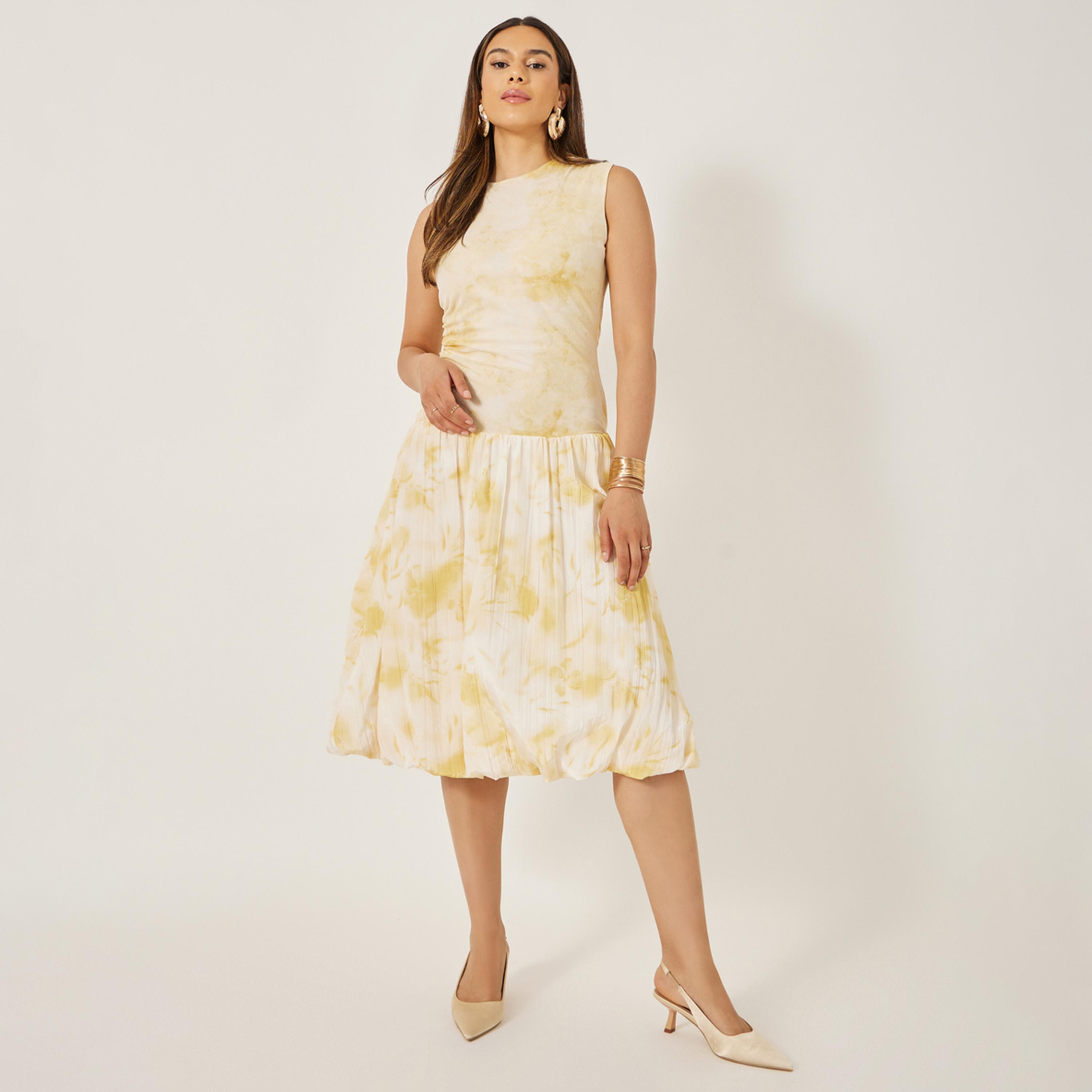 Styli Printed Sleeveless Ruffled Hem A-Line Midi Dress-women-clothing-dresses-image-1