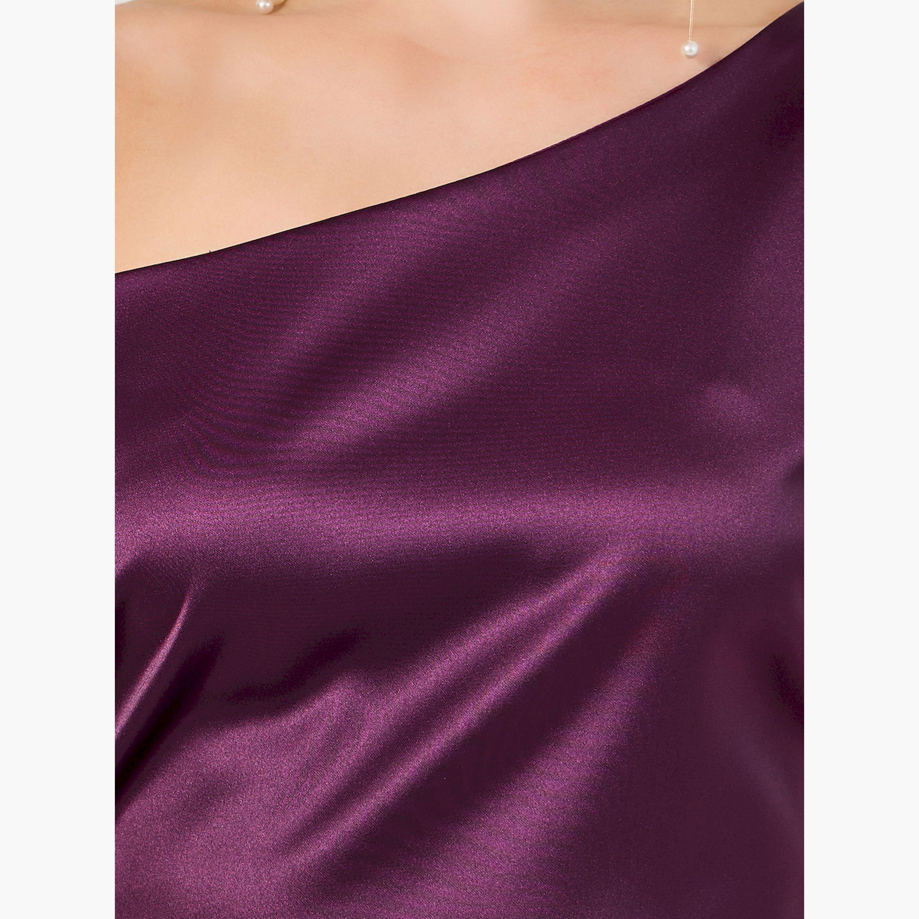 ستايلي - فستان ماكسي سادة بكتف واحد وقصّة A-women-clothing-dresses-image-4