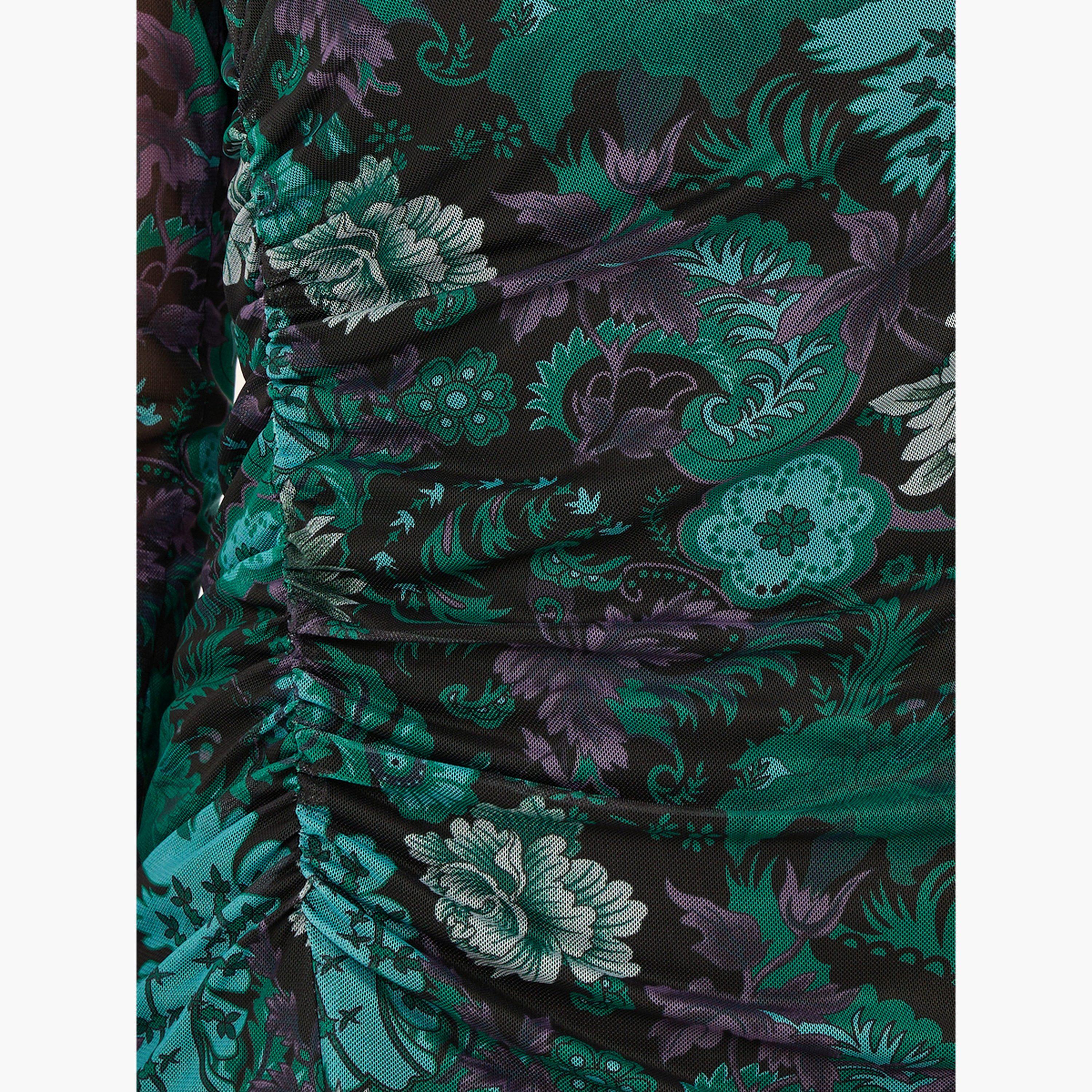 Styli Print Gathered Detail Long Sleeves Bodycon Maxi Dress-women-clothing-dresses-image-4
