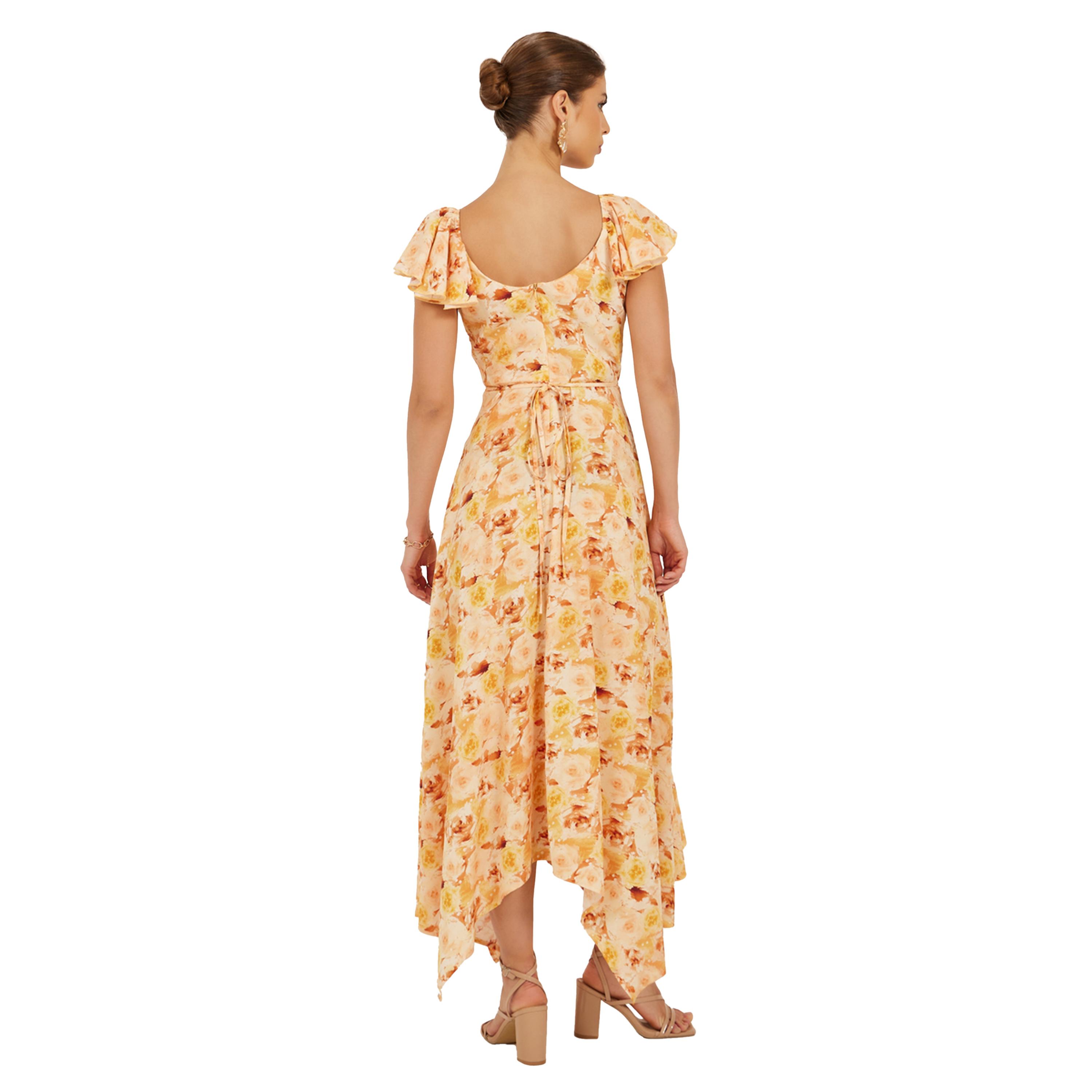ستايلي - فستان ماكسي ملفوف بطبعة زهور كاملة مع تفاصيل كشكشة-women-clothing-dresses-image-5