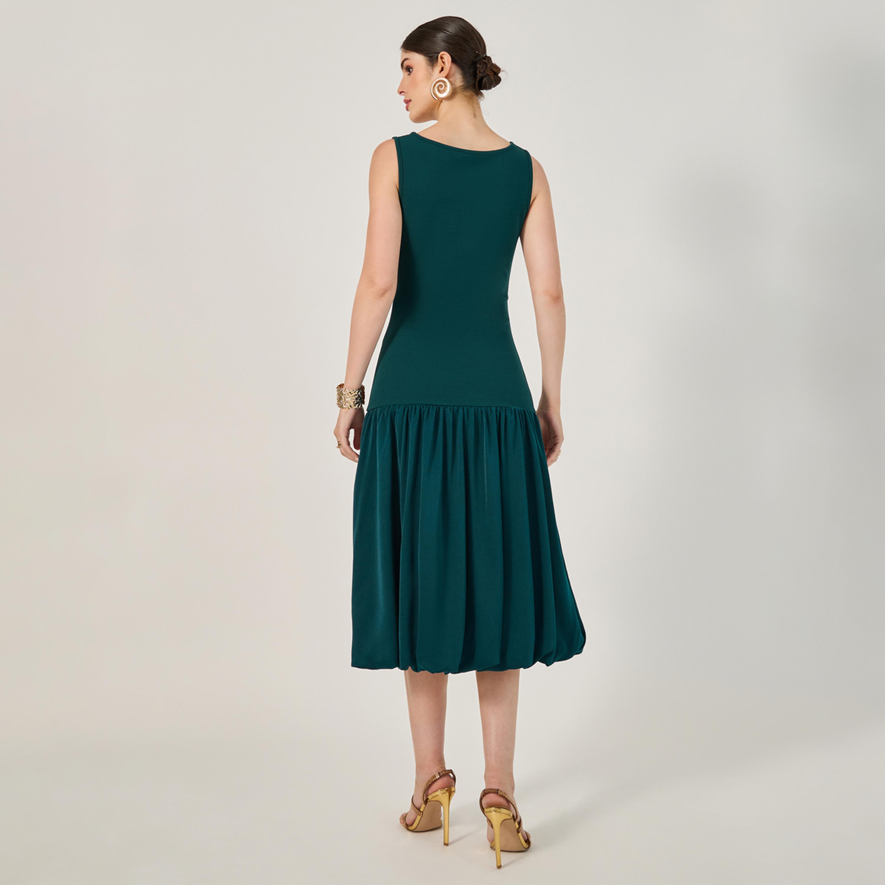 ستايلي - فستان ميدي بدون أكمام برقبة مربعة وخصر منخفض وقصة A-women-clothing-dresses-image-5