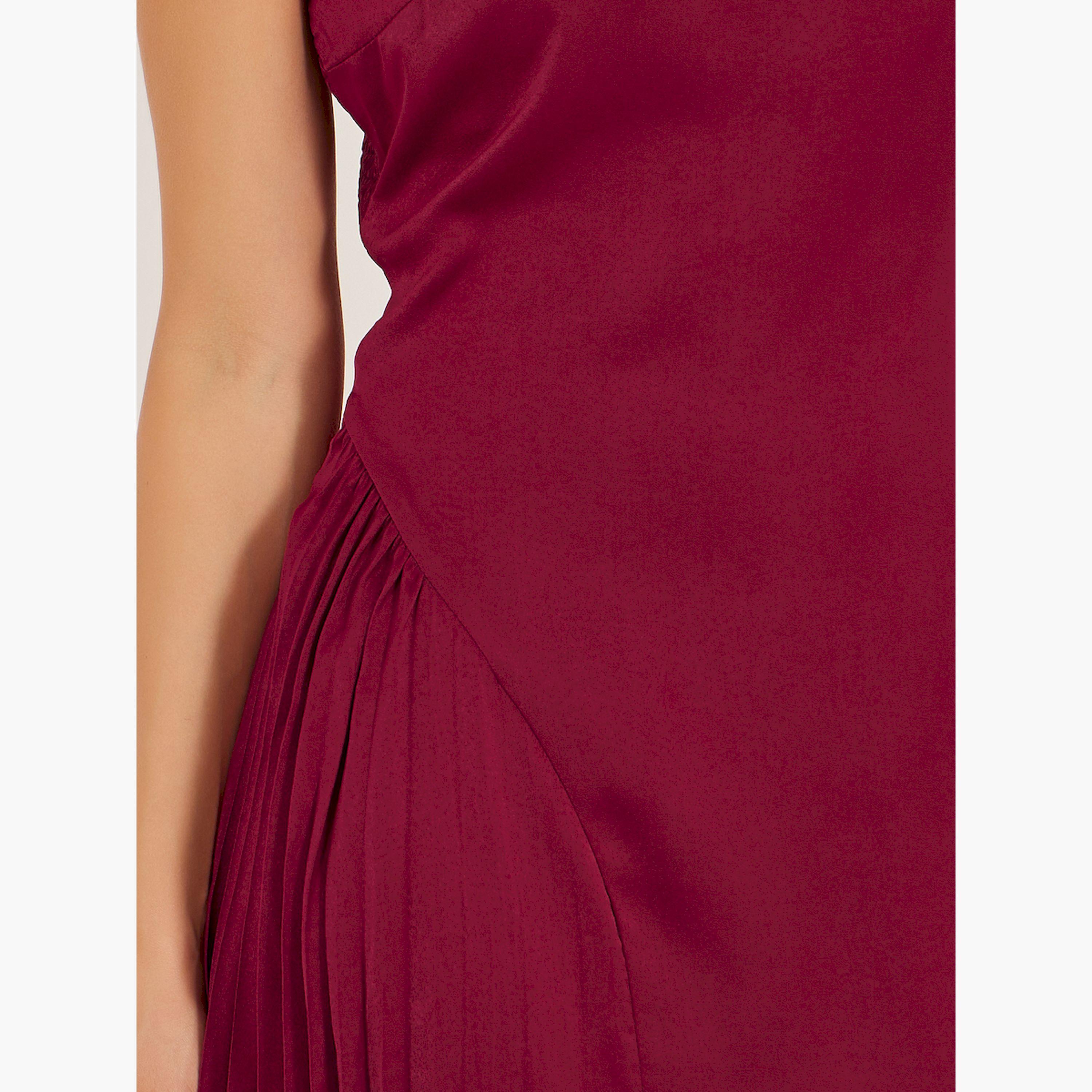 Styli Plain Pleated Strappy A-Line Midi Dress-women-clothing-dresses-image-4