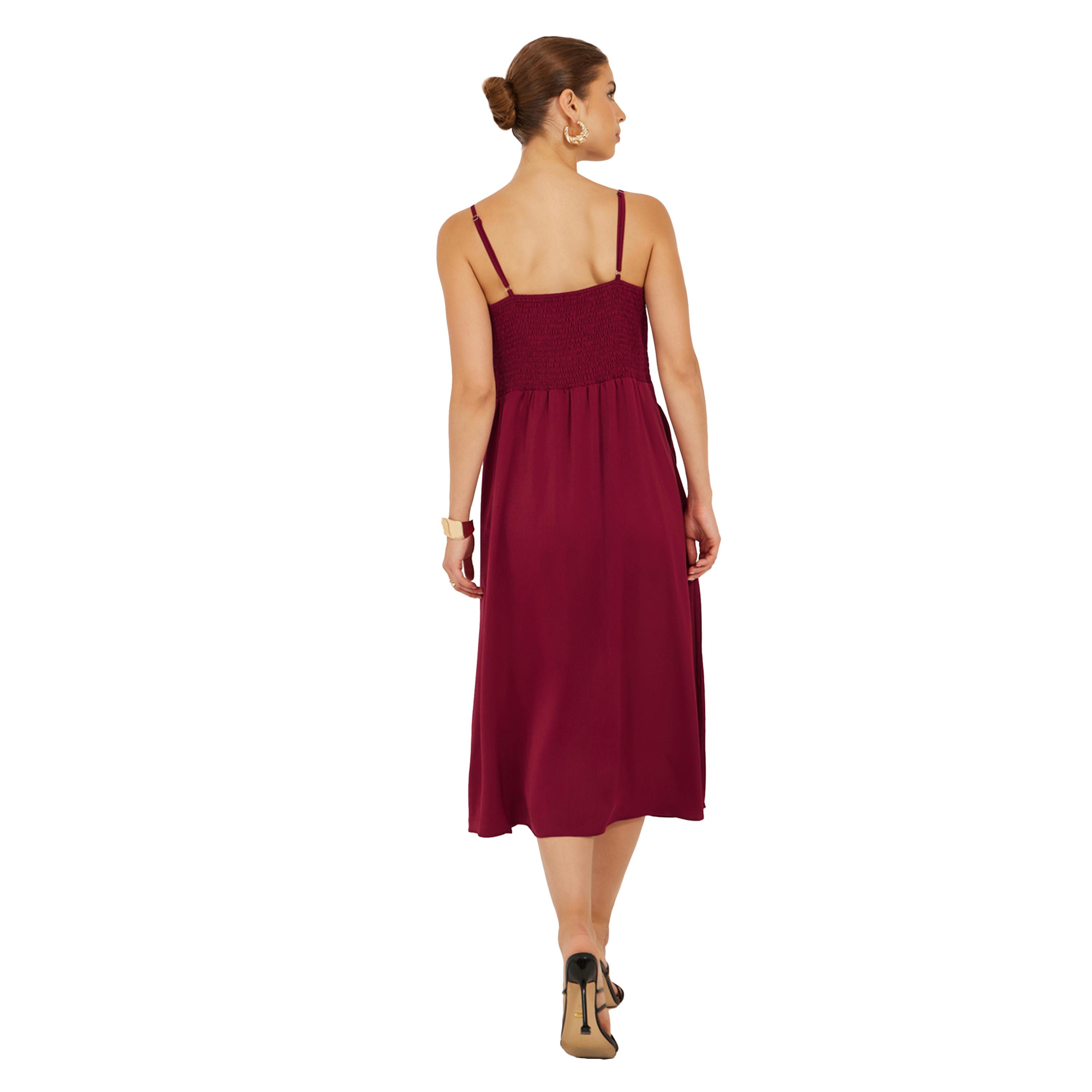 Styli Plain Pleated Strappy A-Line Midi Dress-women-clothing-dresses-image-6