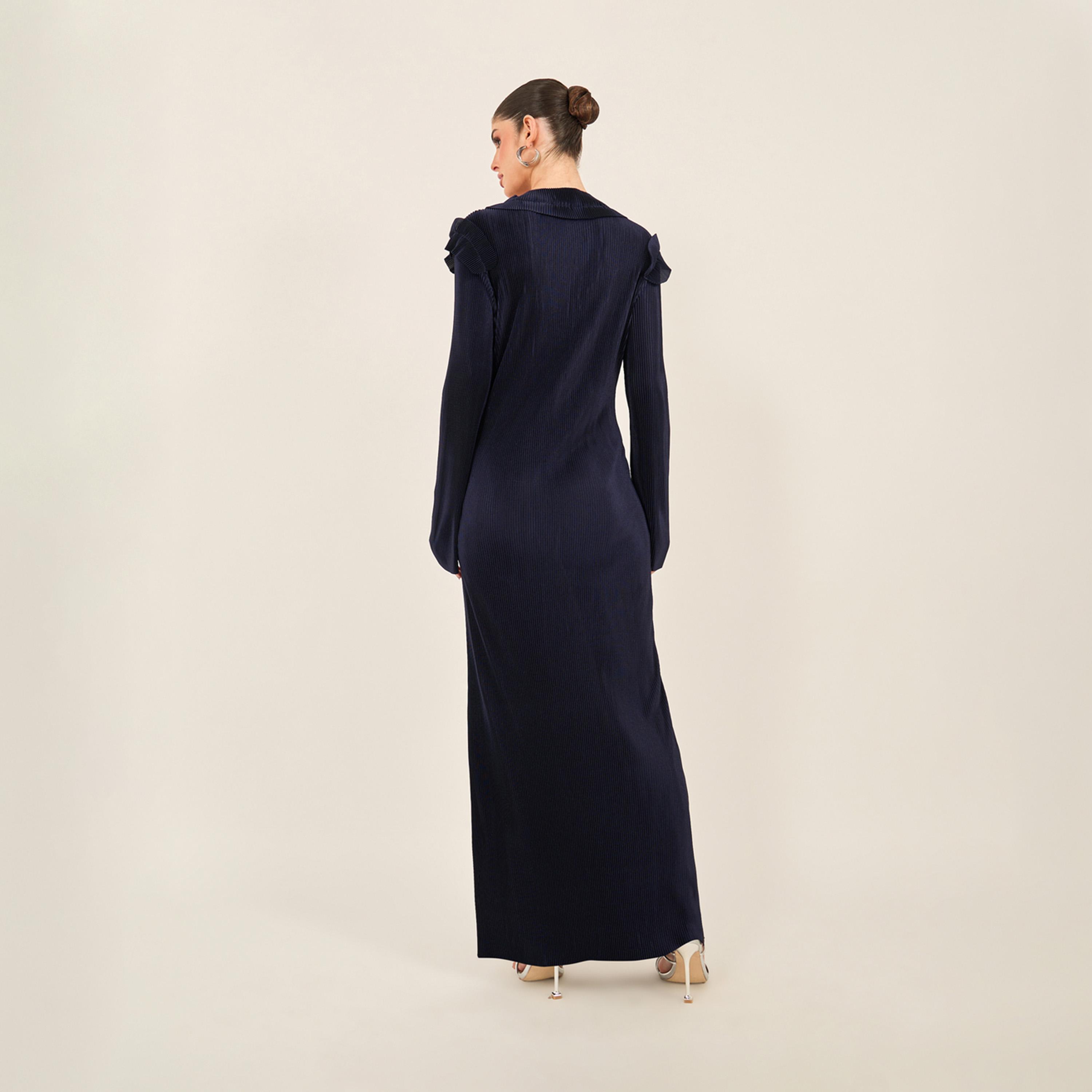 ستايلي - فستان ماكسي بتصميم منقوش برباط حول الرقبة-women-clothing-dresses-image-5
