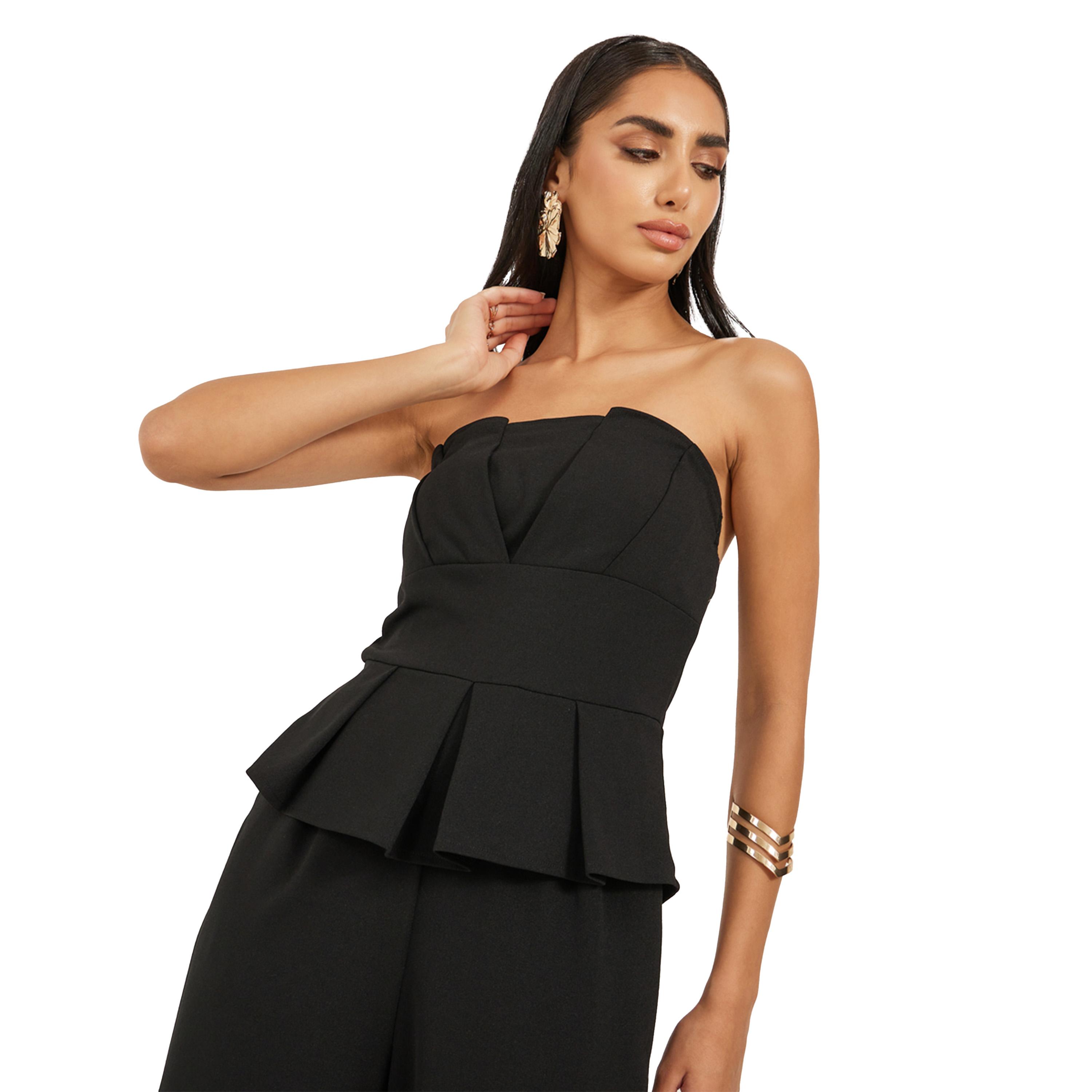 ستايلي - جمبسوت واسع الساقين بياقة دائرية-women-clothing-jumpsuits-image-2