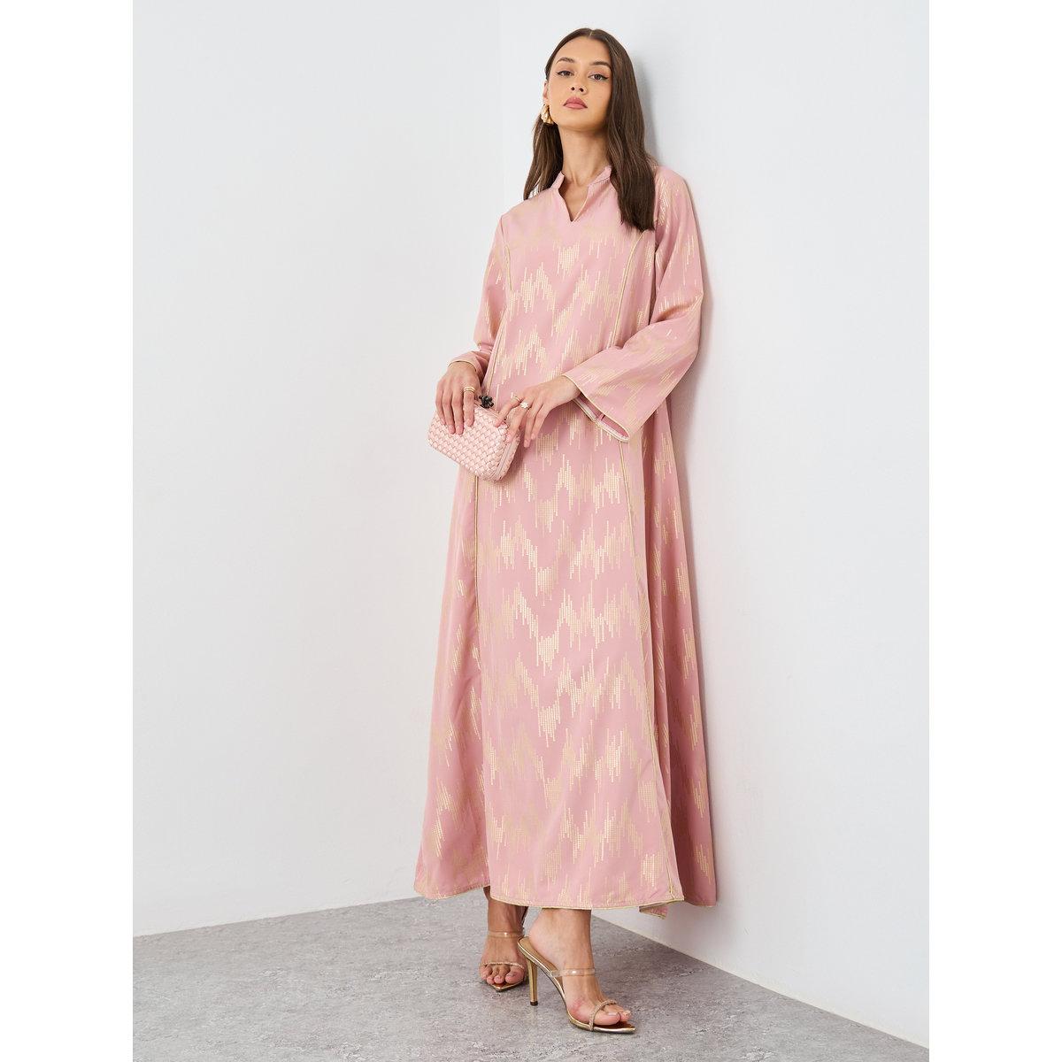 أميرة x ستايلي جلابية بطبعة فويل لامعة-women-arabicclothing-jalabiyas-image-1