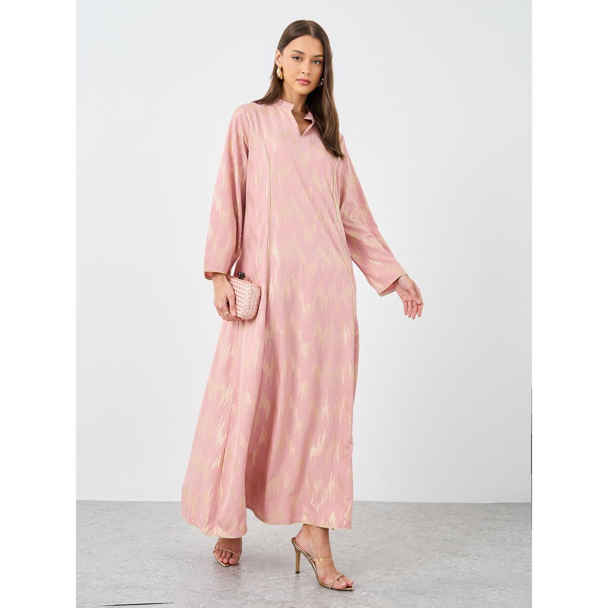 أميرة x ستايلي جلابية بطبعة فويل لامعة-women-arabicclothing-jalabiyas-image-2