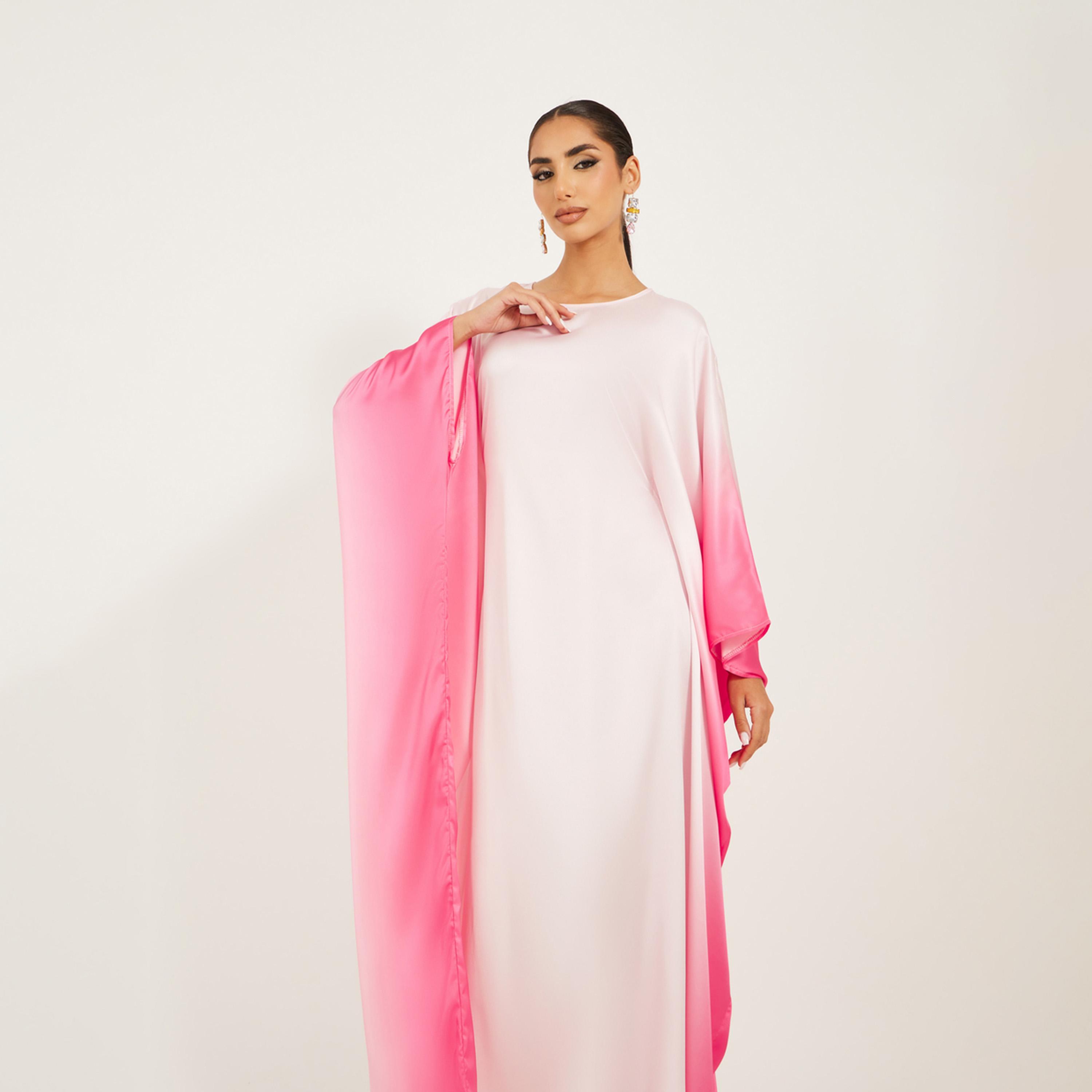 أميرة x ستايلي قفطان ساتان بقصة سائبة وطبعة أومبري-women-arabicclothing-kaftan-image-3