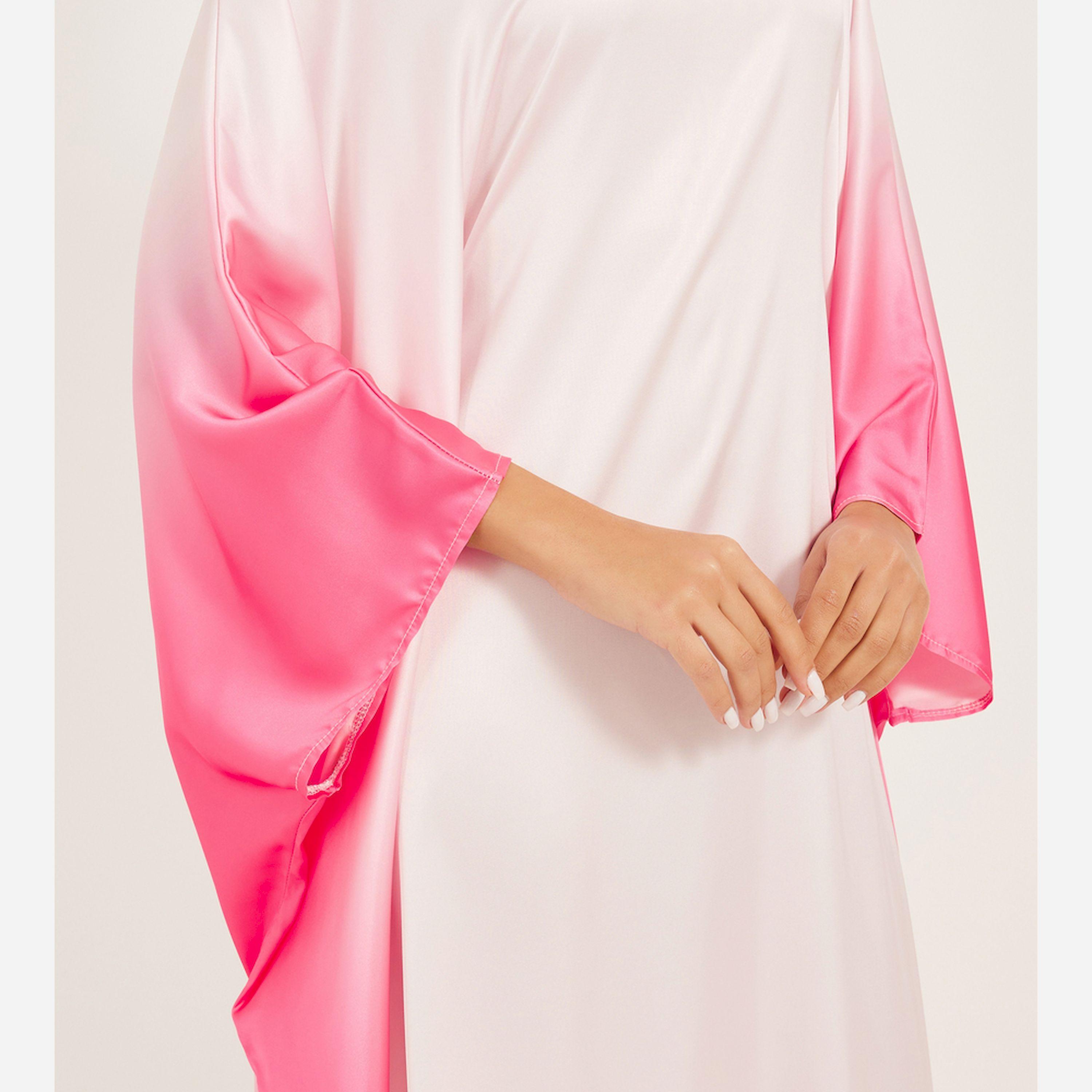 أميرة x ستايلي قفطان ساتان بقصة سائبة وطبعة أومبري-women-arabicclothing-kaftan-image-4