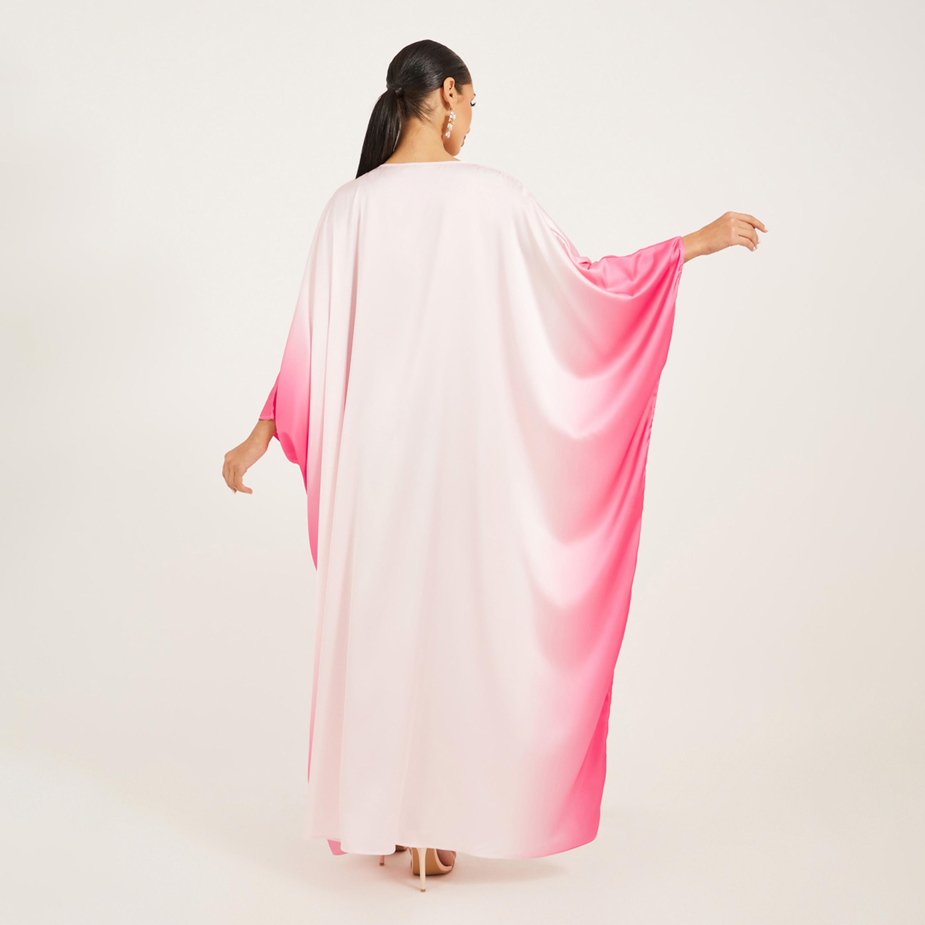 أميرة x ستايلي قفطان ساتان بقصة سائبة وطبعة أومبري-women-arabicclothing-kaftan-image-5