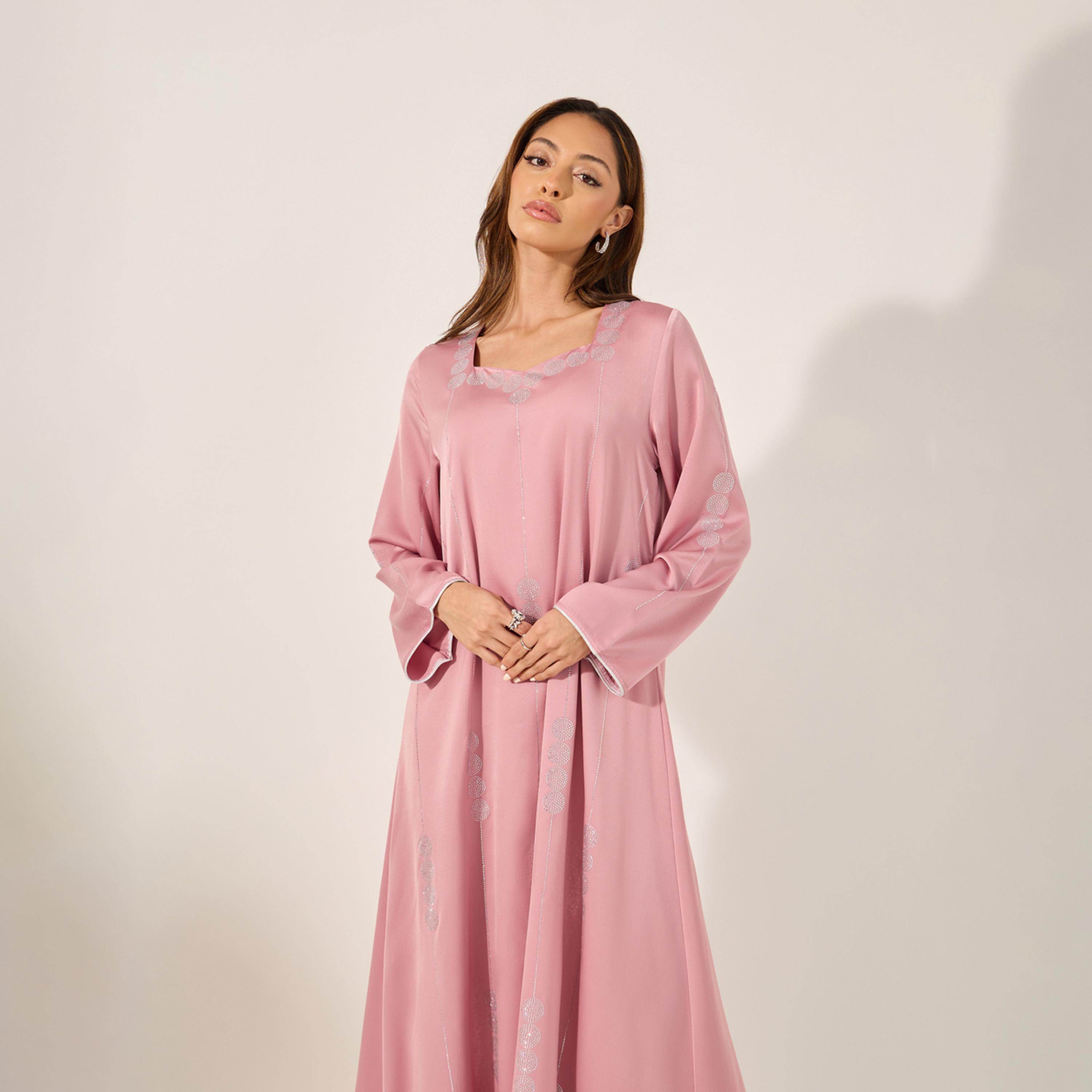 Styli Embellished Satin Sweetheart A-Line Jalabyia-women-arabicclothing-jalabiyas-image-3