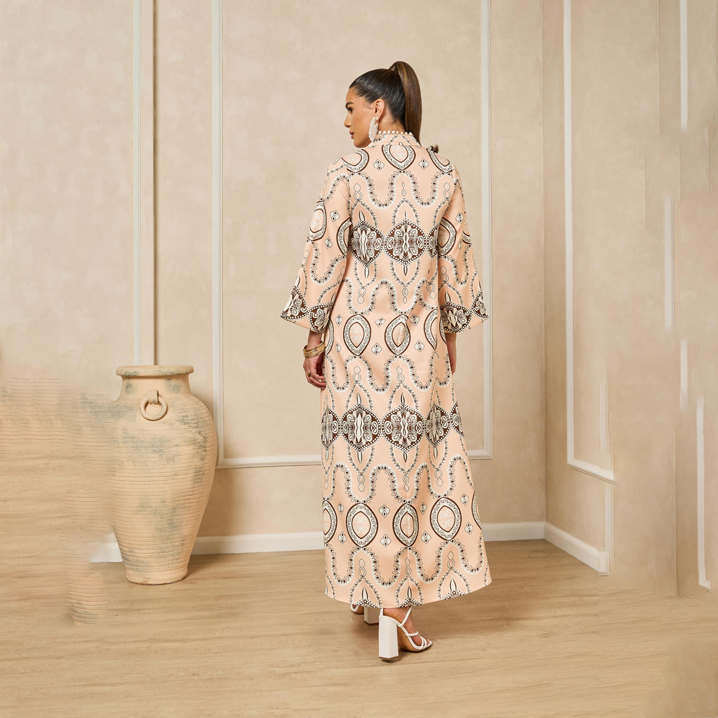 ستايلي - جلابية بتصميم A مع ياقة قائمة وتطريز مطبوع بالكامل-women-arabicclothing-jalabiyas-image-5