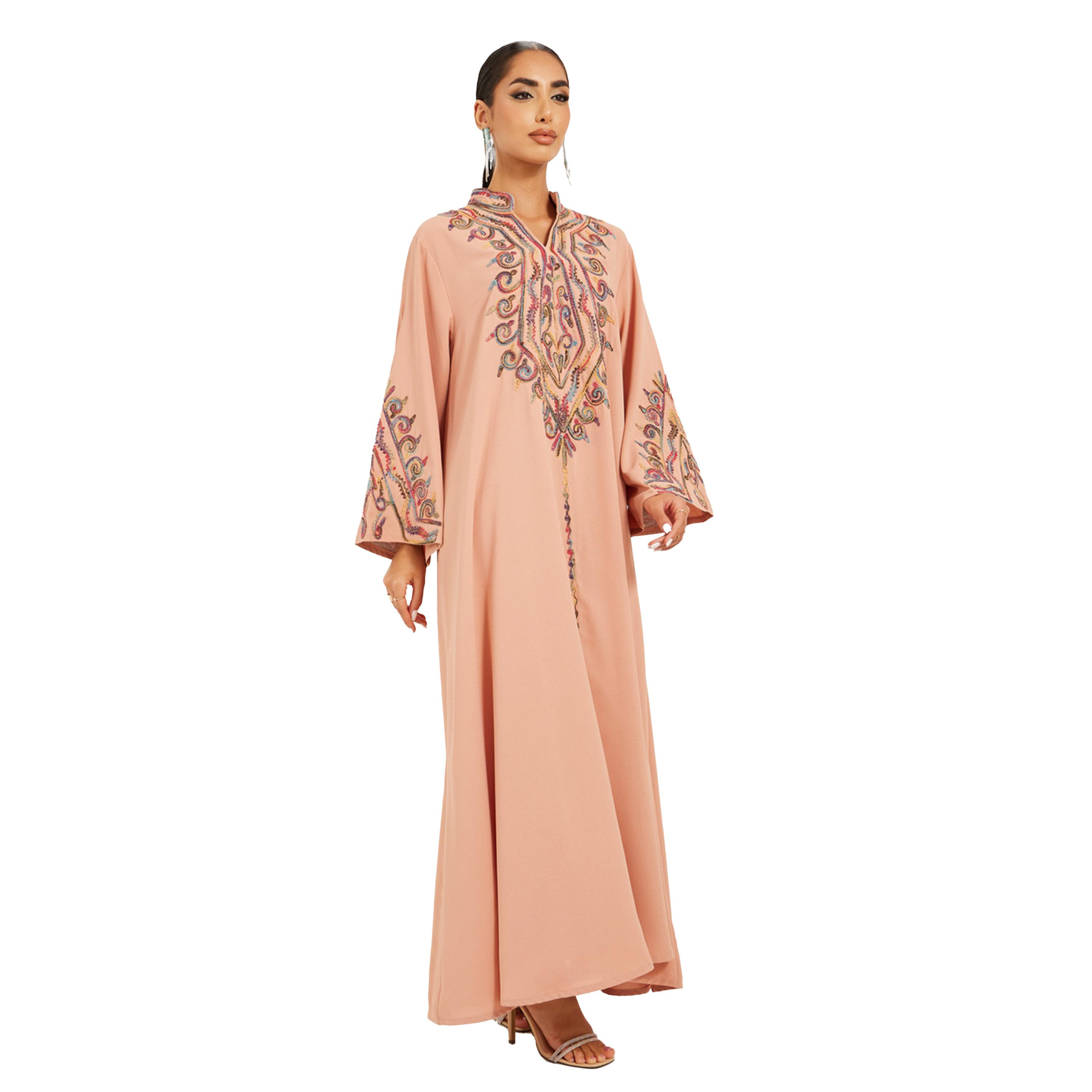 Styli Embroidered Stand Collar A-Line Jalabiya-women-arabicclothing-jalabiyas-image-1