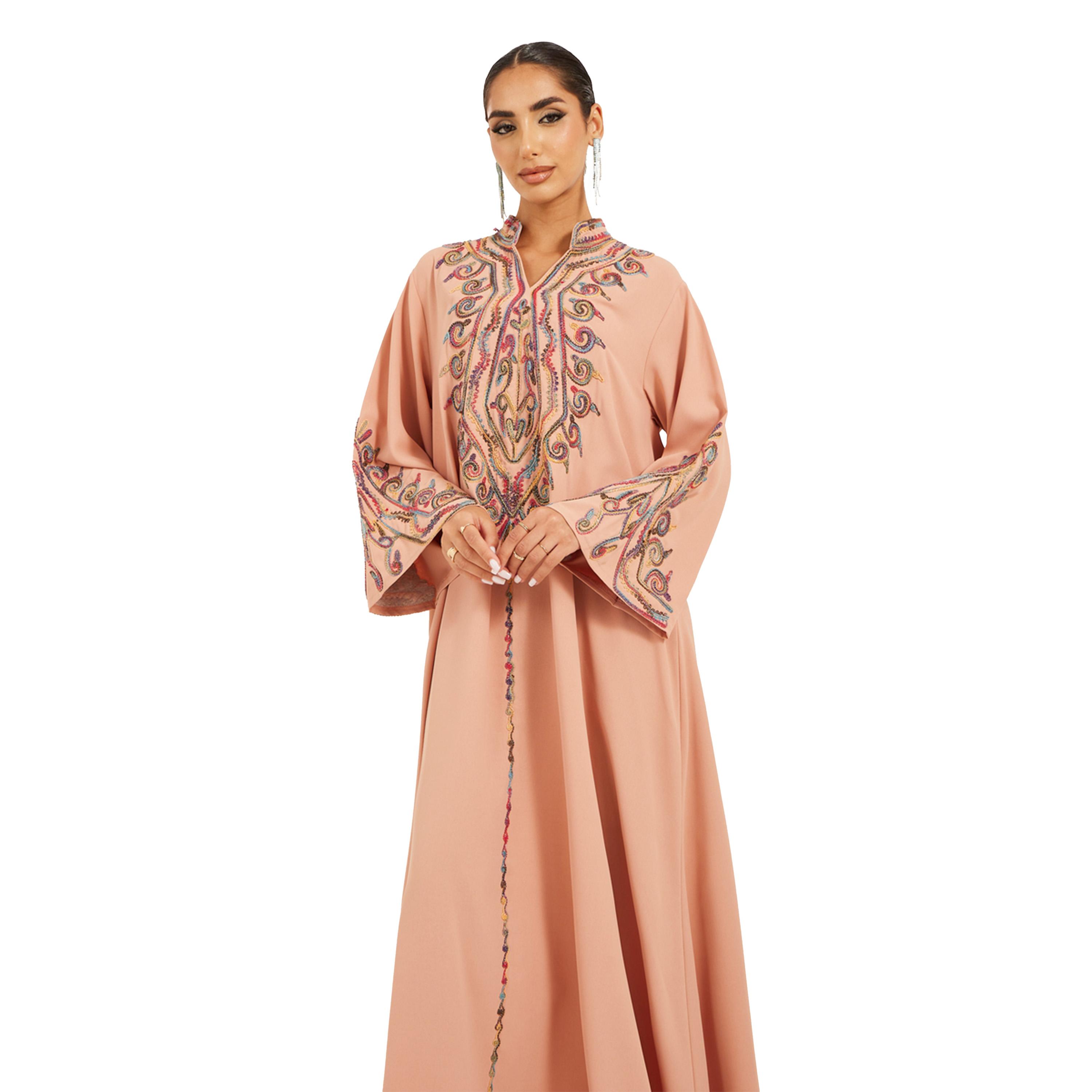 Styli Embroidered Stand Collar A-Line Jalabiya-women-arabicclothing-jalabiyas-image-3
