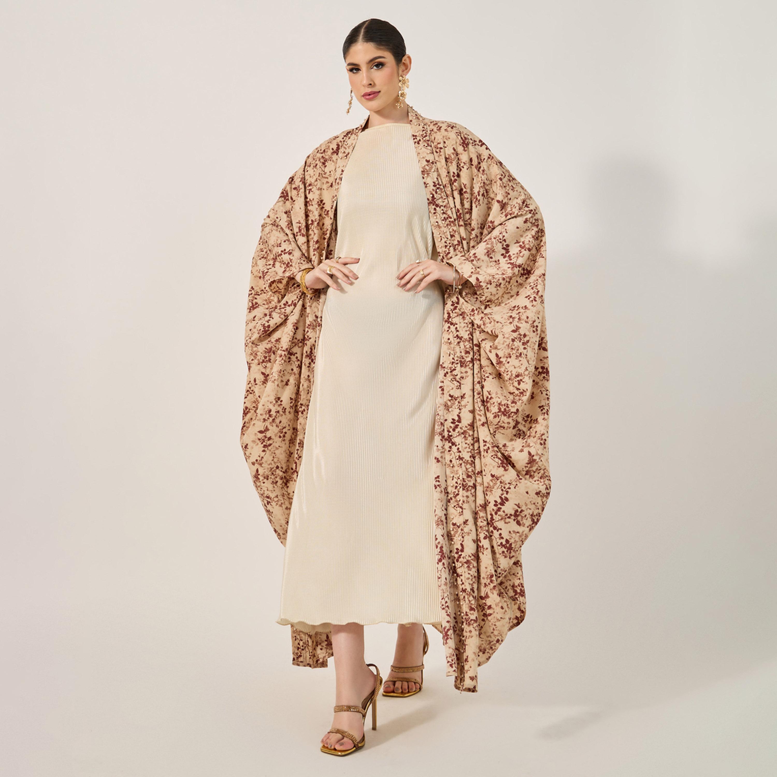ستايلي - عباية بطبعة زهور بأكمام خفاش-women-arabicclothing-abayas-image-2