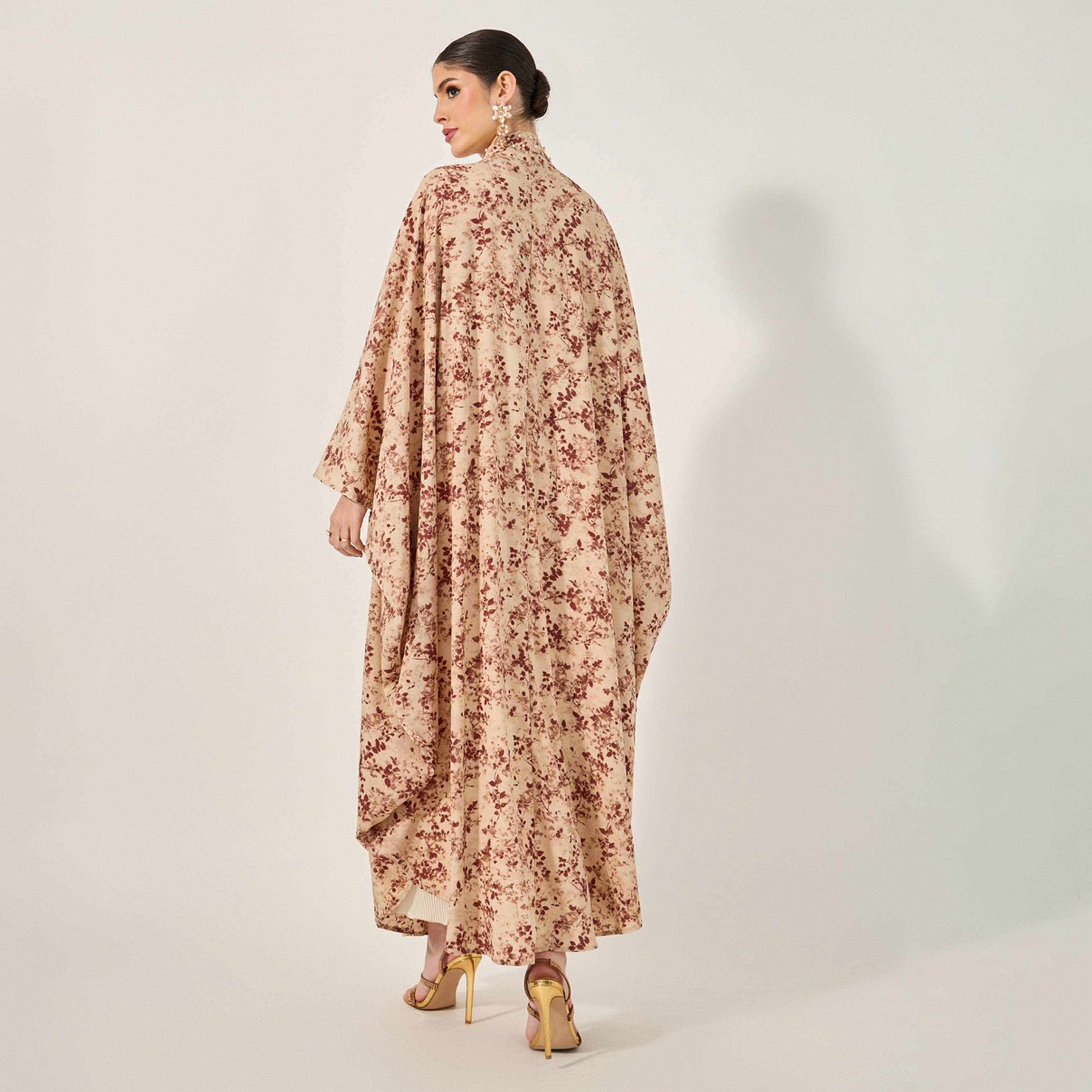 Styli Blurry Floral Print Batwing Sleeve Abaya-women-arabicclothing-abayas-image-5
