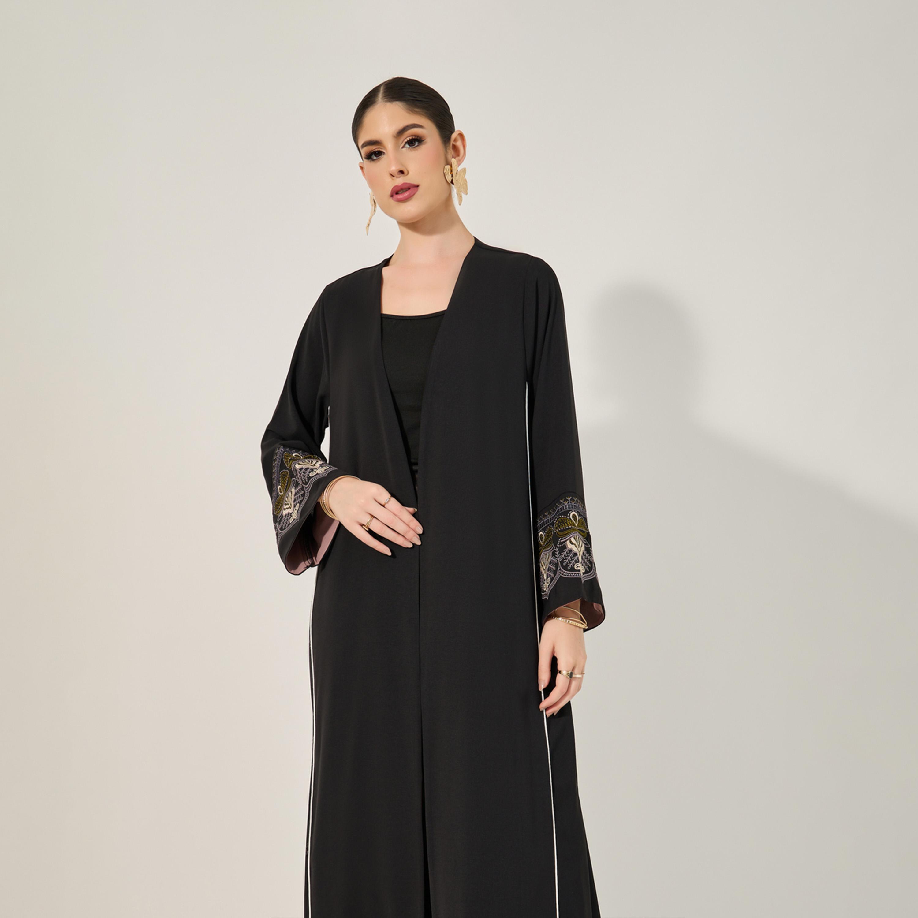 Styli Embroidered Sleeves Cuff A-Line Abaya-women-arabicclothing-abayas-image-3