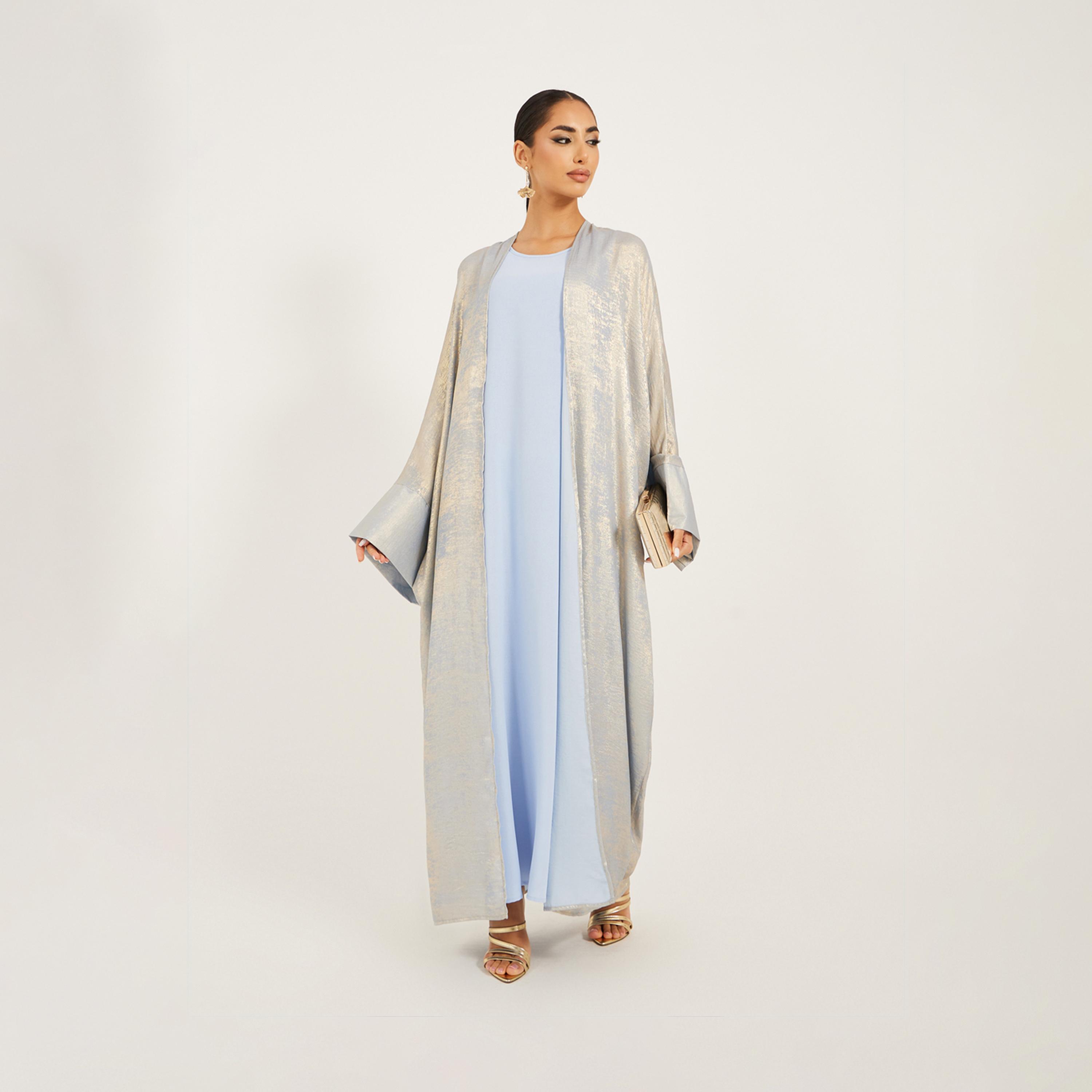 Styli Shimmer Design Abaya And Slip Dress Modest Set-women-arabicclothing-sets-image-1