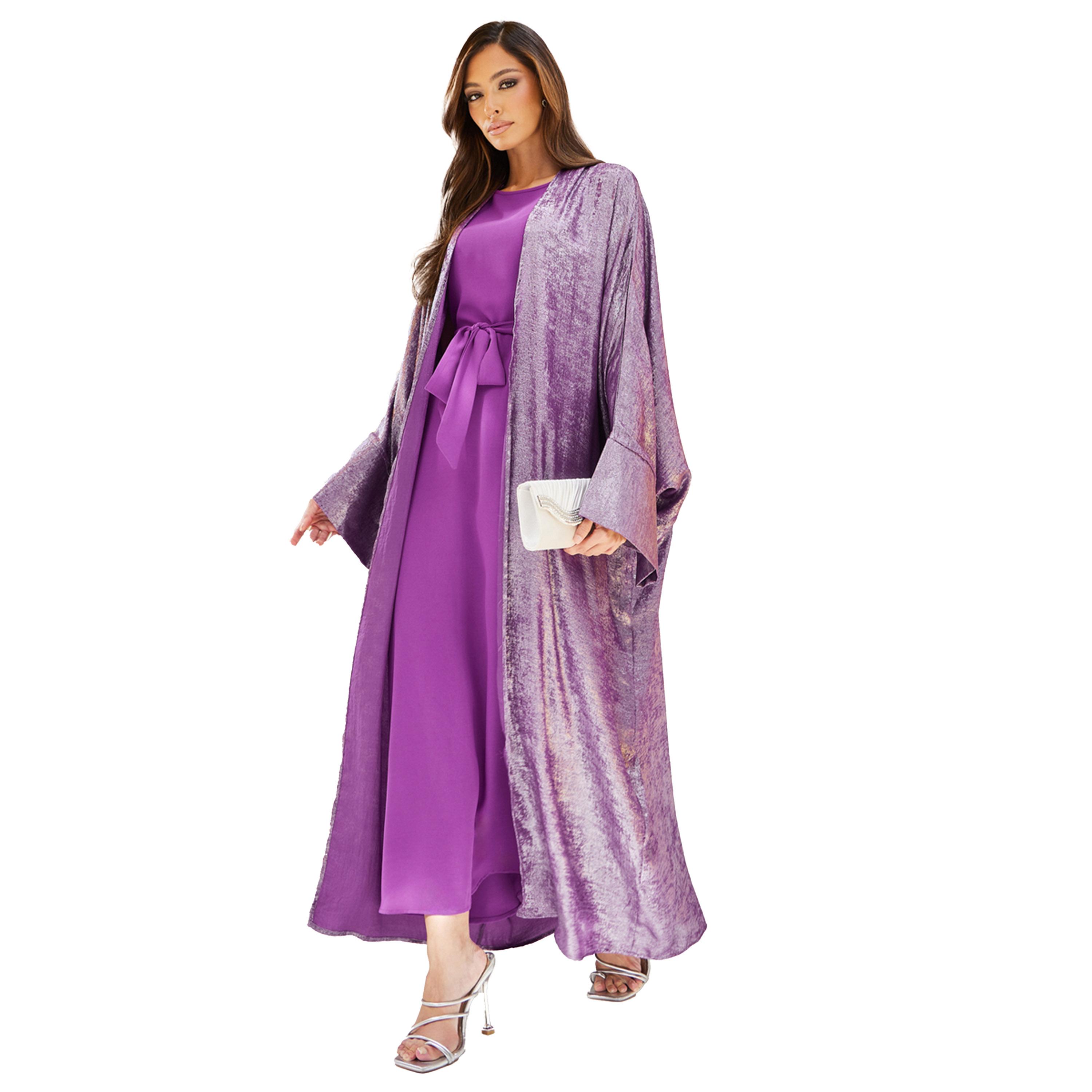 Styli Shimmer Design Abaya and Slip Dress Modest Set-women-arabicclothing-sets-image-1