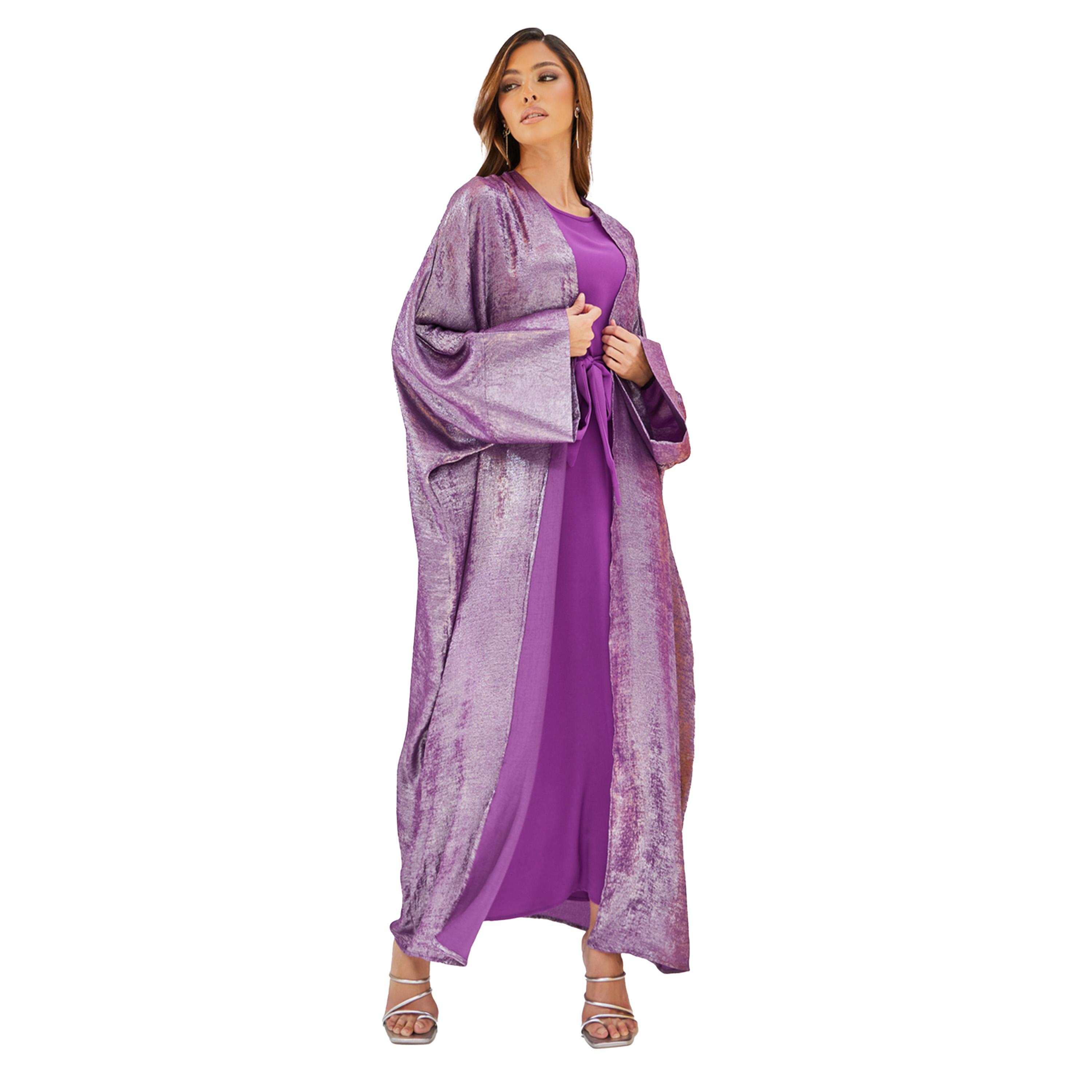 ستايلي -  طقم عباية وفستان قصير تصميم لامع-women-arabicclothing-sets-image-2