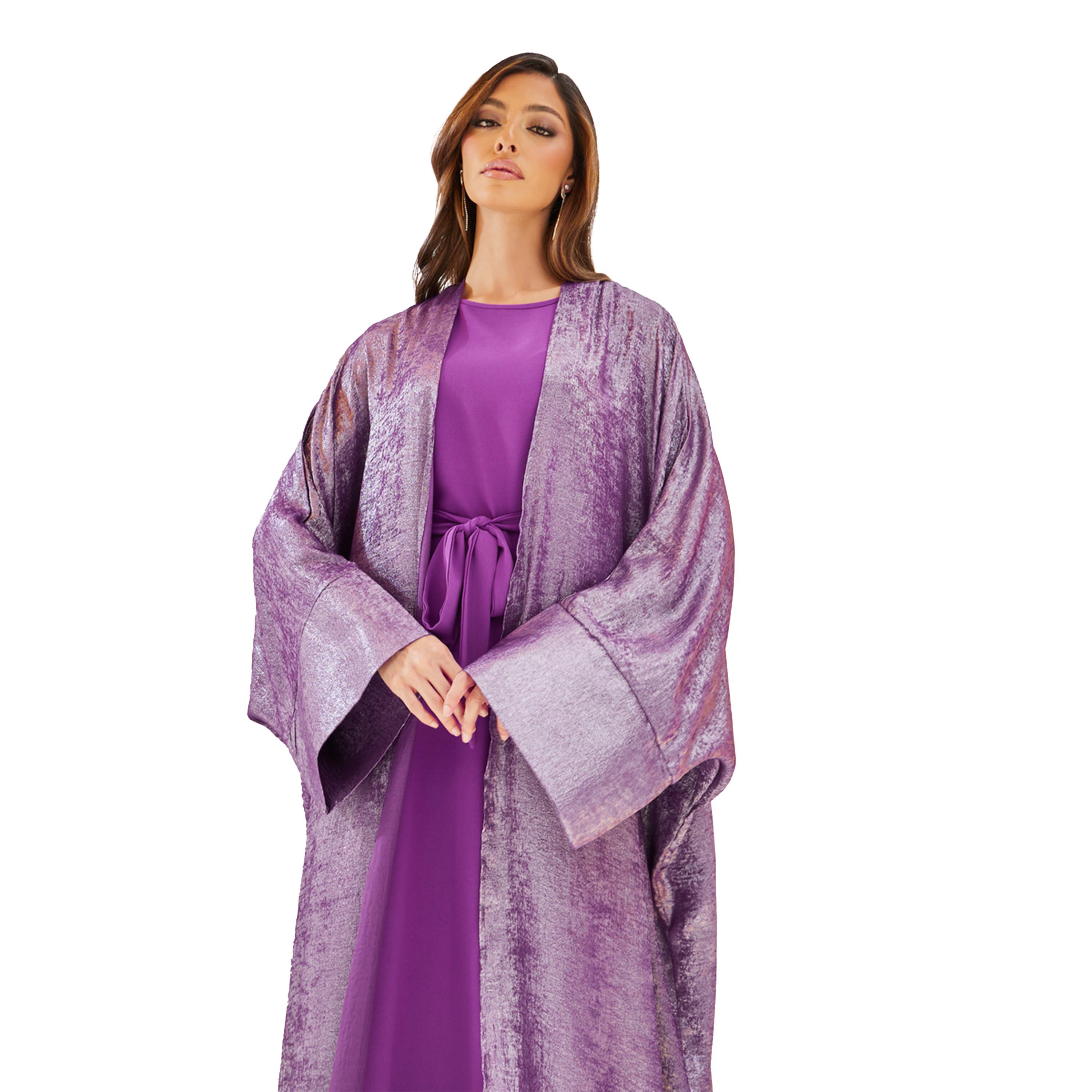 ستايلي -  طقم عباية وفستان قصير تصميم لامع-women-arabicclothing-sets-image-3