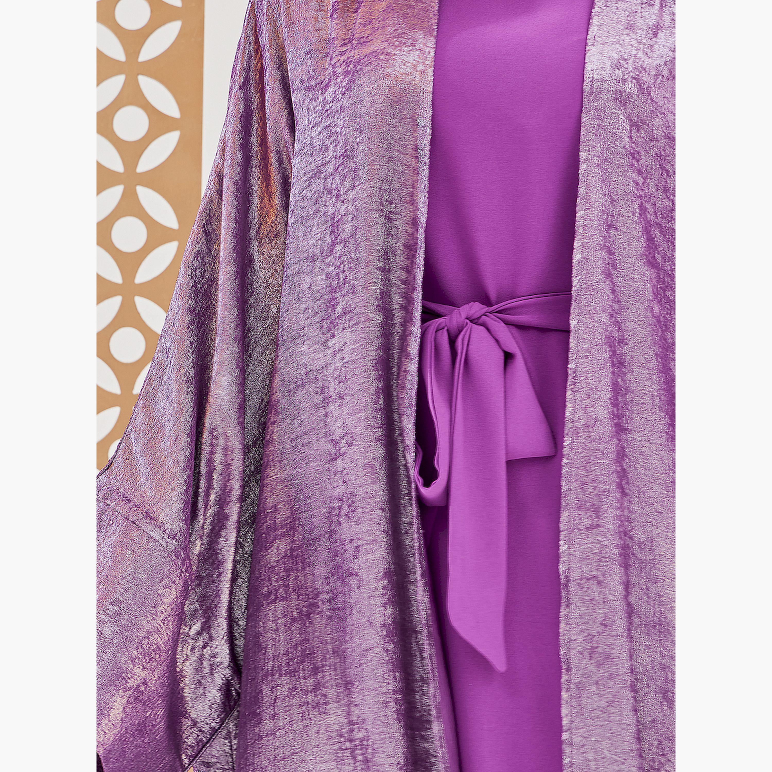 Styli Shimmer Design Abaya and Slip Dress Modest Set-women-arabicclothing-sets-image-4