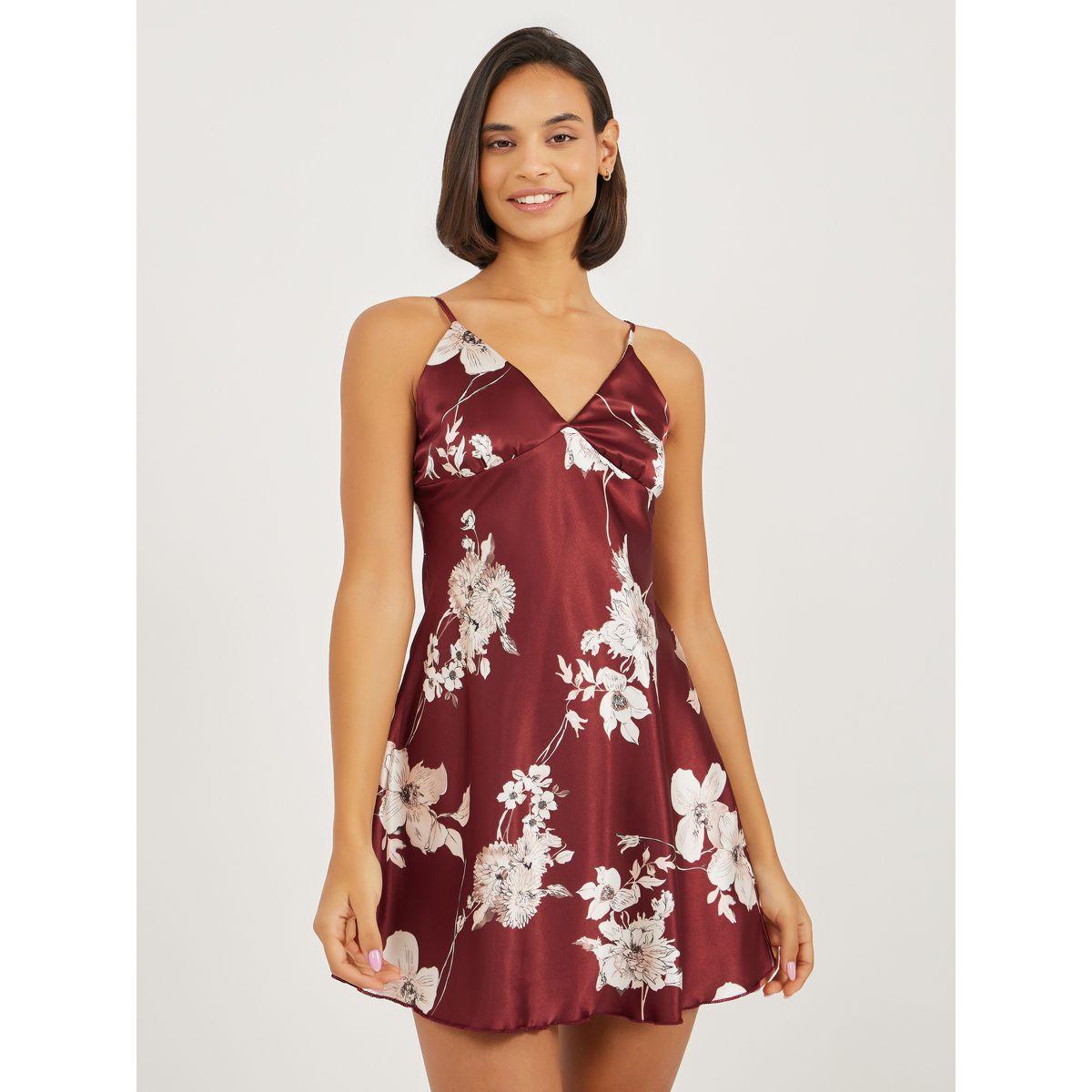 Styli Satin Floral Print Slip Dress-women-clothing-nightwear-nighties-image-1