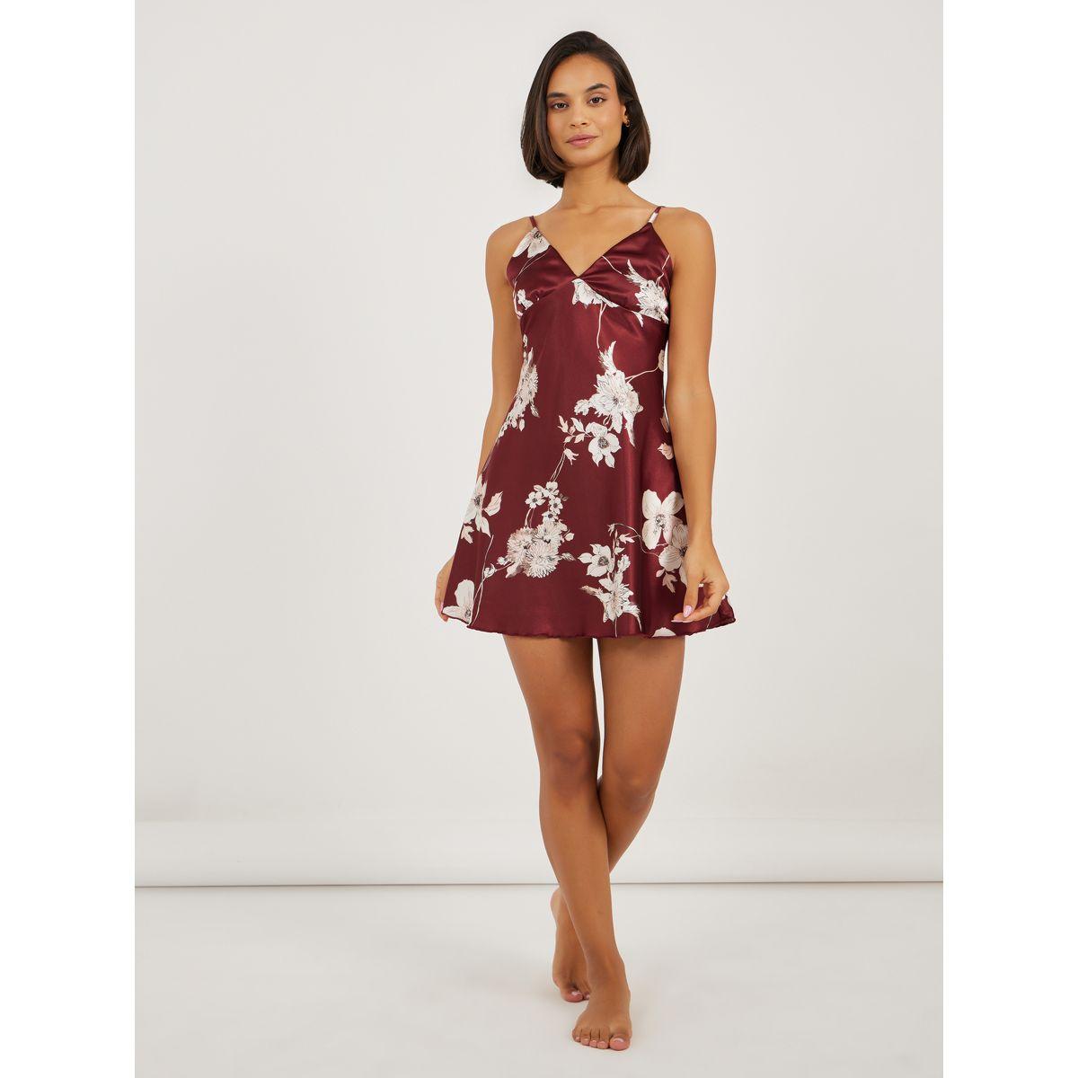قميص نوم ساتان بطبعة زهور-women-clothing-nightwear-nighties-image-2
