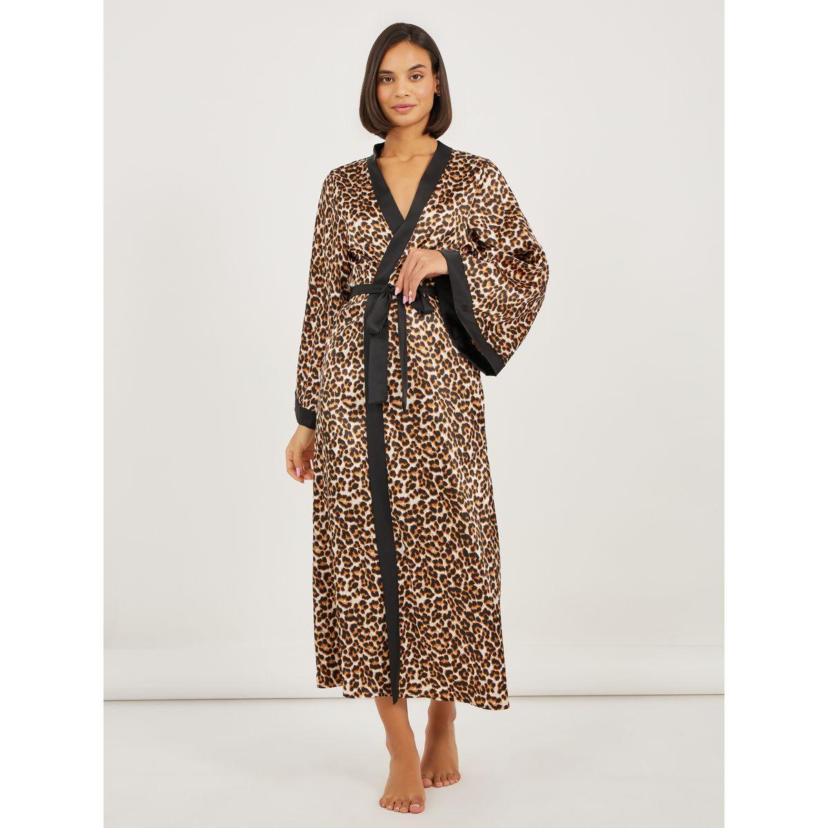 Styli Satin Leopard Print Contrast Edge Robe-women-clothing-nightwear-robes-image-1
