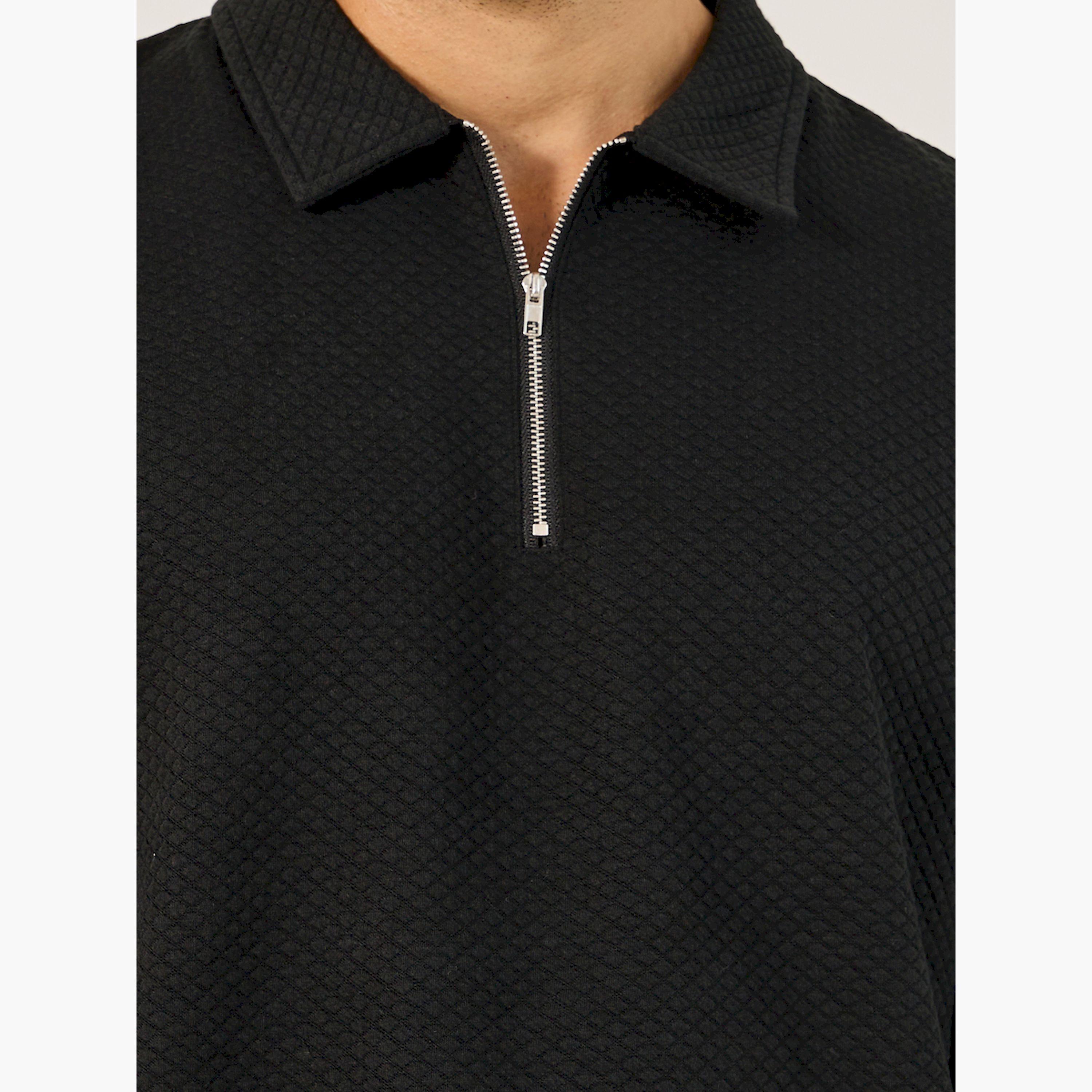 Styli Textured Relaxed Fit Polo T-Shirt and Shorts Co-Ords-men-clothing-coordsets-image-3