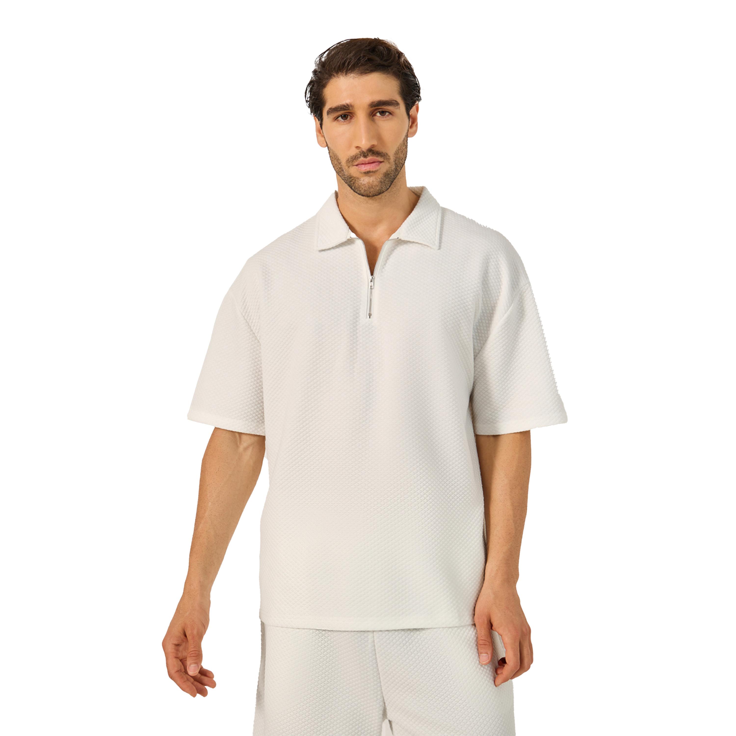 Styli Textured Relaxed Fit Polo T-Shirt and Shorts Co-Ords-men-clothing-coordsets-image-2