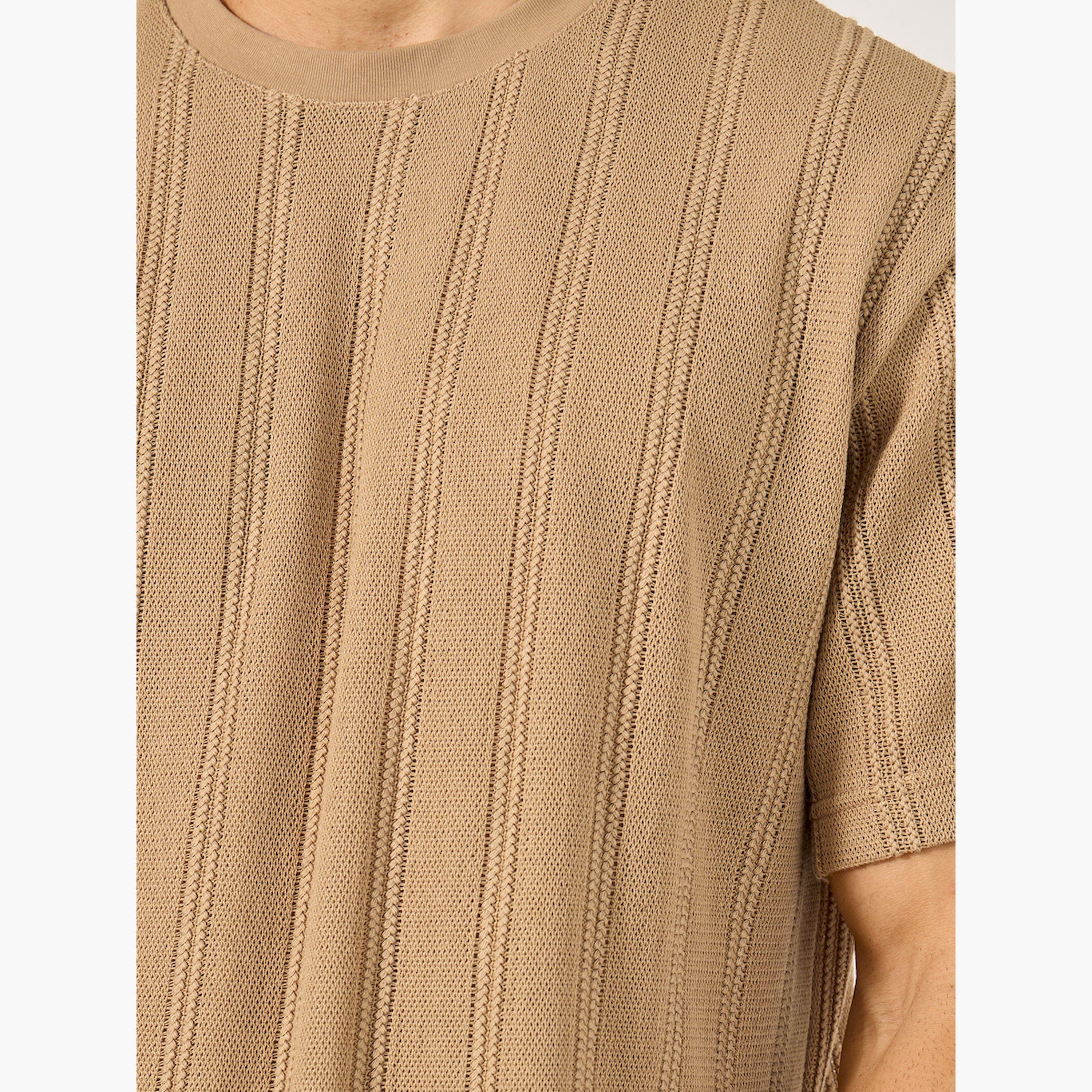 ستايلي -  تي شيرت مخطط شفاف بأكمام قصيرة ومقاس كبير-men-clothing-tshirtsandpolos-tshirts-image-2