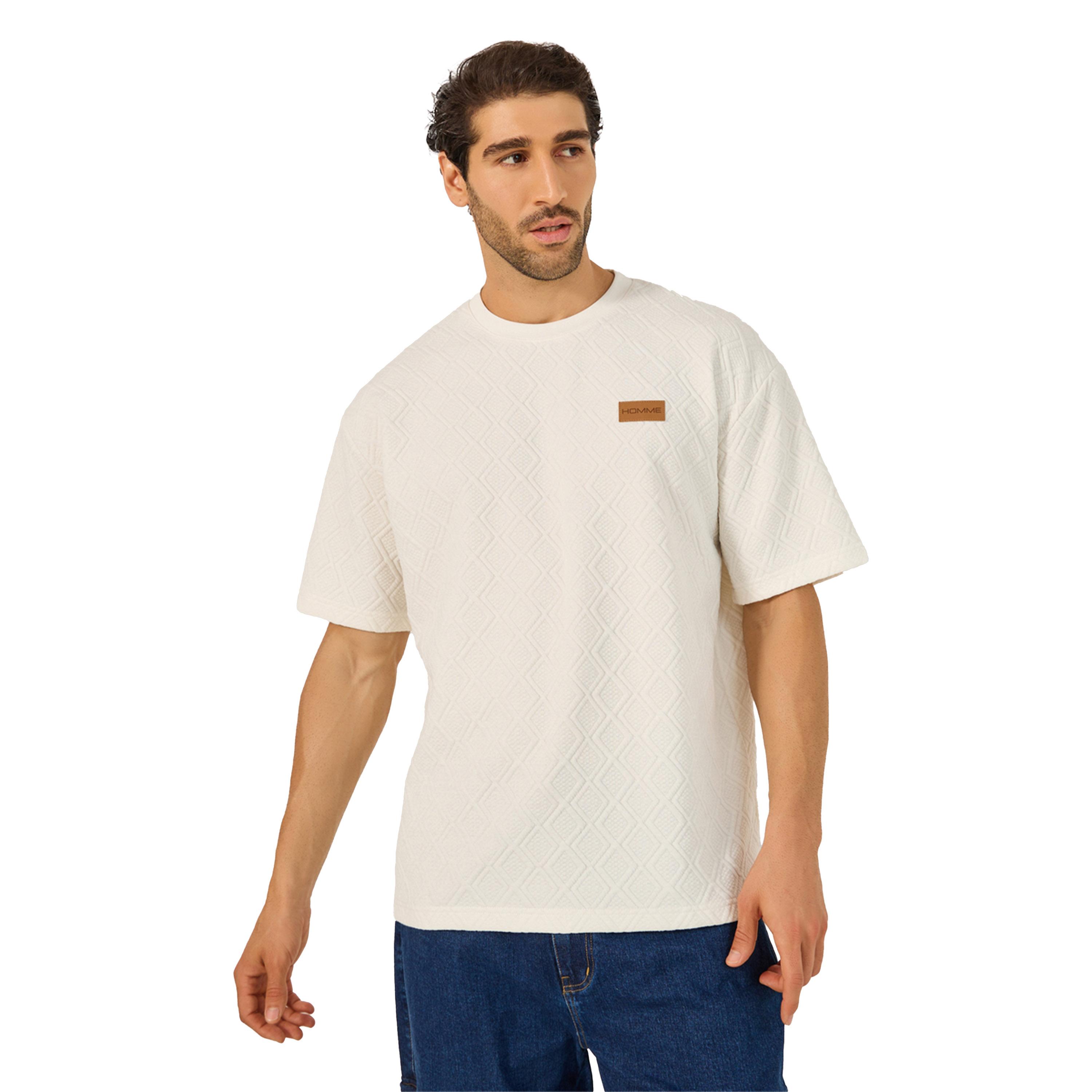 Styli Harlequin Textured Oversized T-Shirt with Badge Detail-men-clothing-tshirtsandpolos-tshirts-image-1