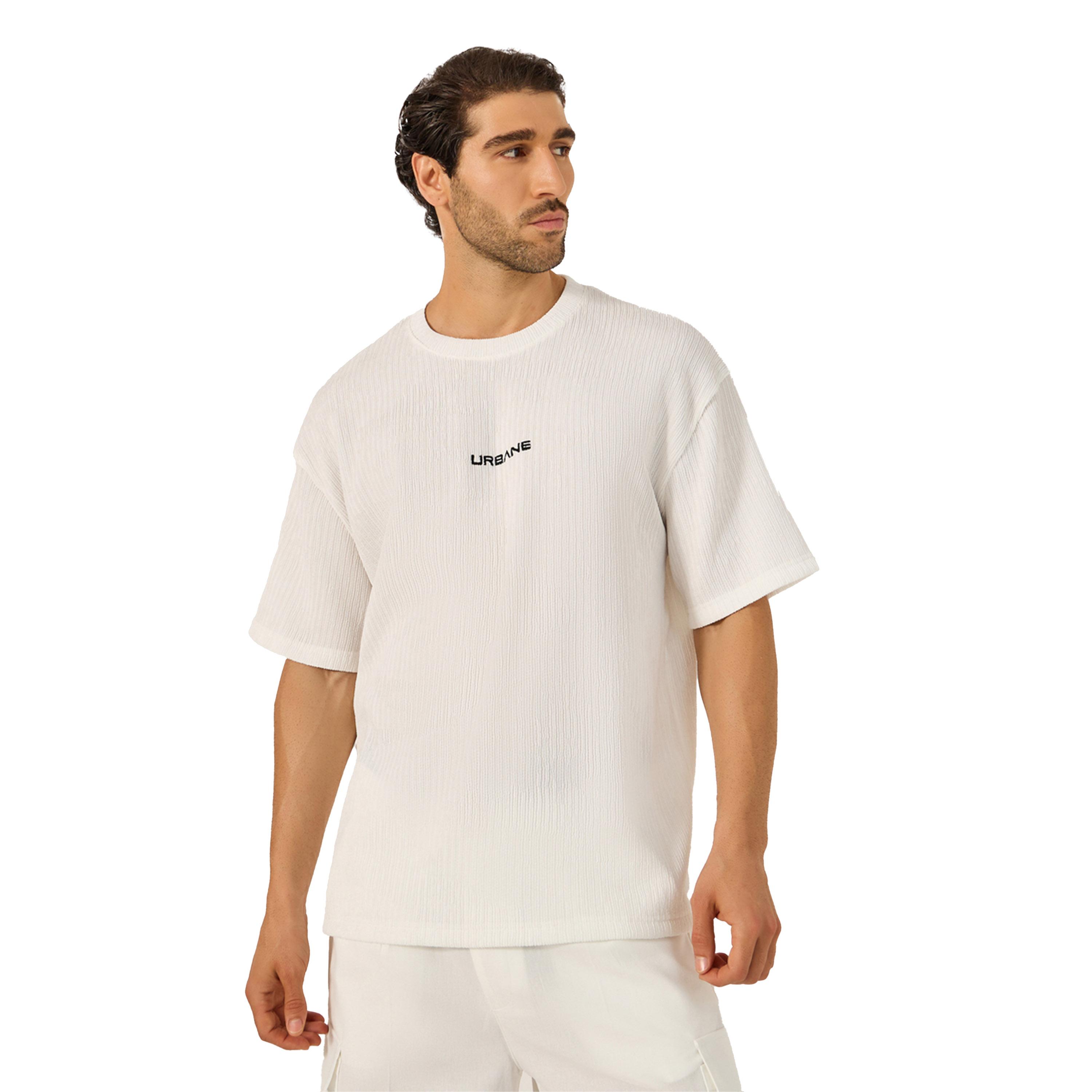 Styli Textured Oversized T-Shirt with Minimal Embroidery-men-clothing-tshirtsandpolos-tshirts-image-1