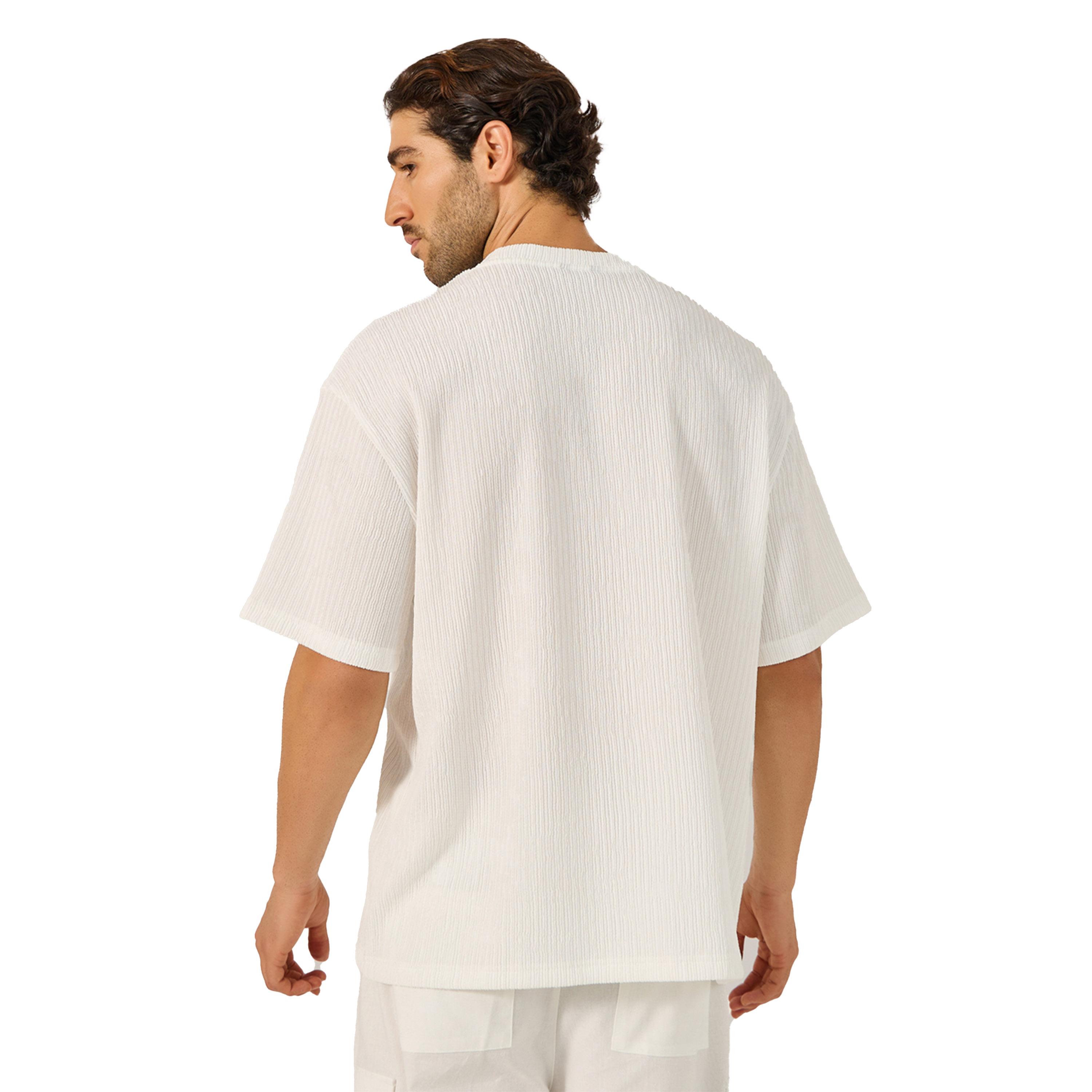 Styli Textured Oversized T-Shirt with Minimal Embroidery-men-clothing-tshirtsandpolos-tshirts-image-4