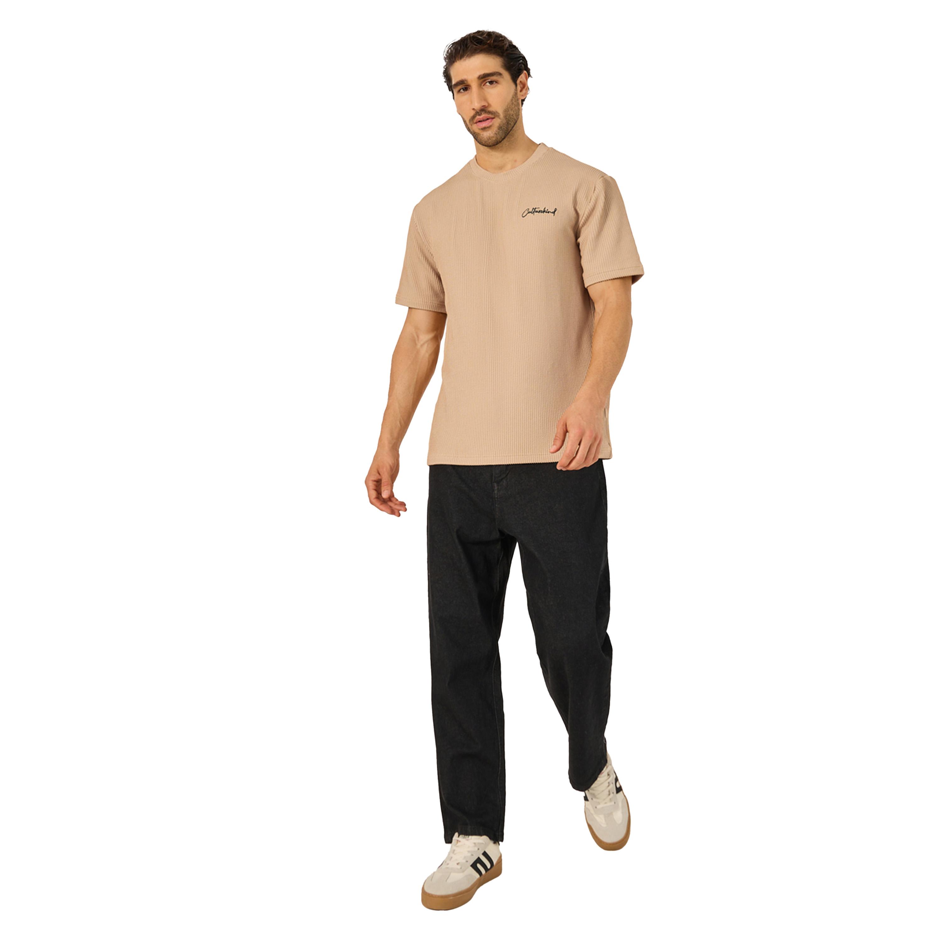 Styli Chevron Textured Oversized T-Shirt with Minimal Embroidery-men-clothing-tshirtsandpolos-tshirts-image-2