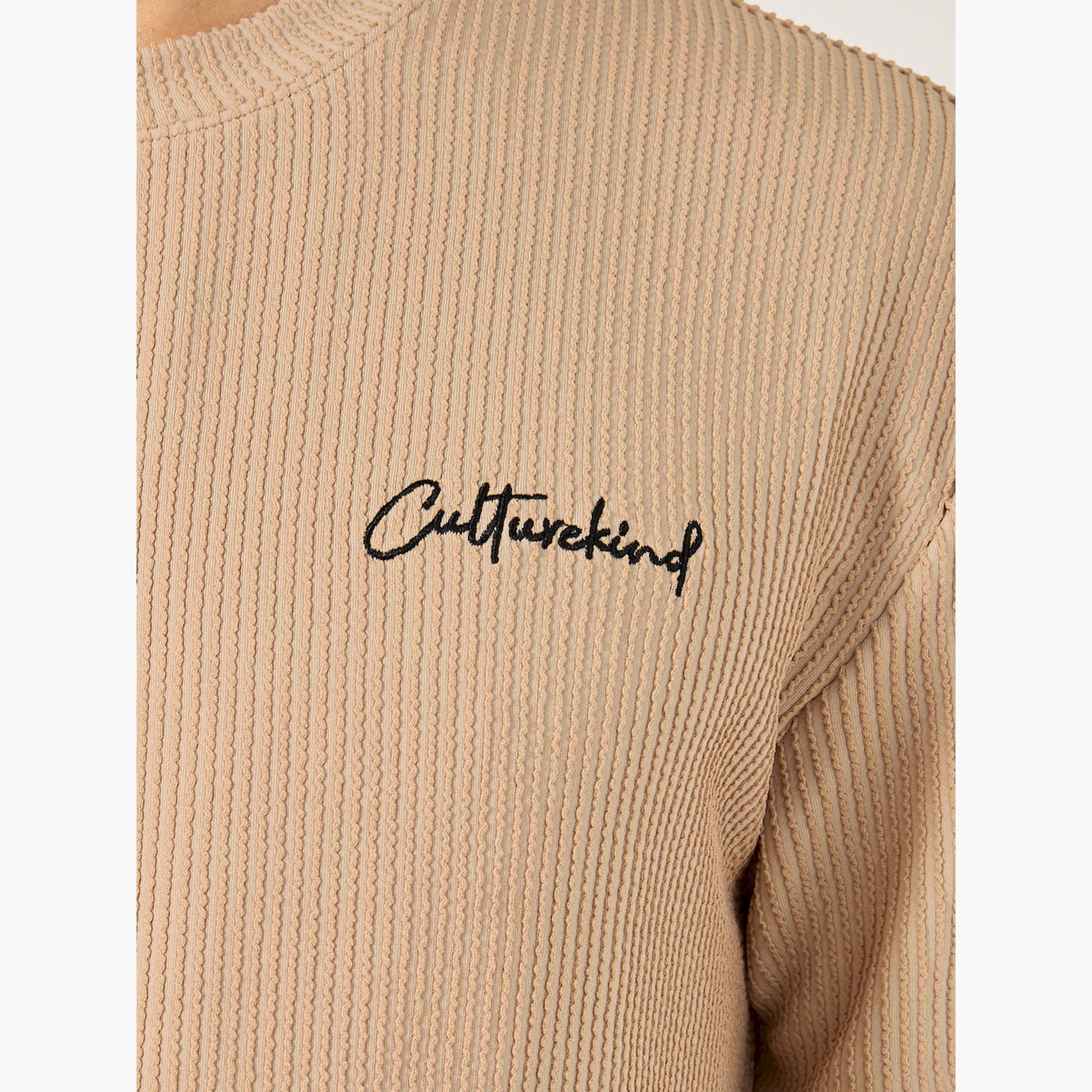 Styli Chevron Textured Oversized T-Shirt with Minimal Embroidery-men-clothing-tshirtsandpolos-tshirts-image-3