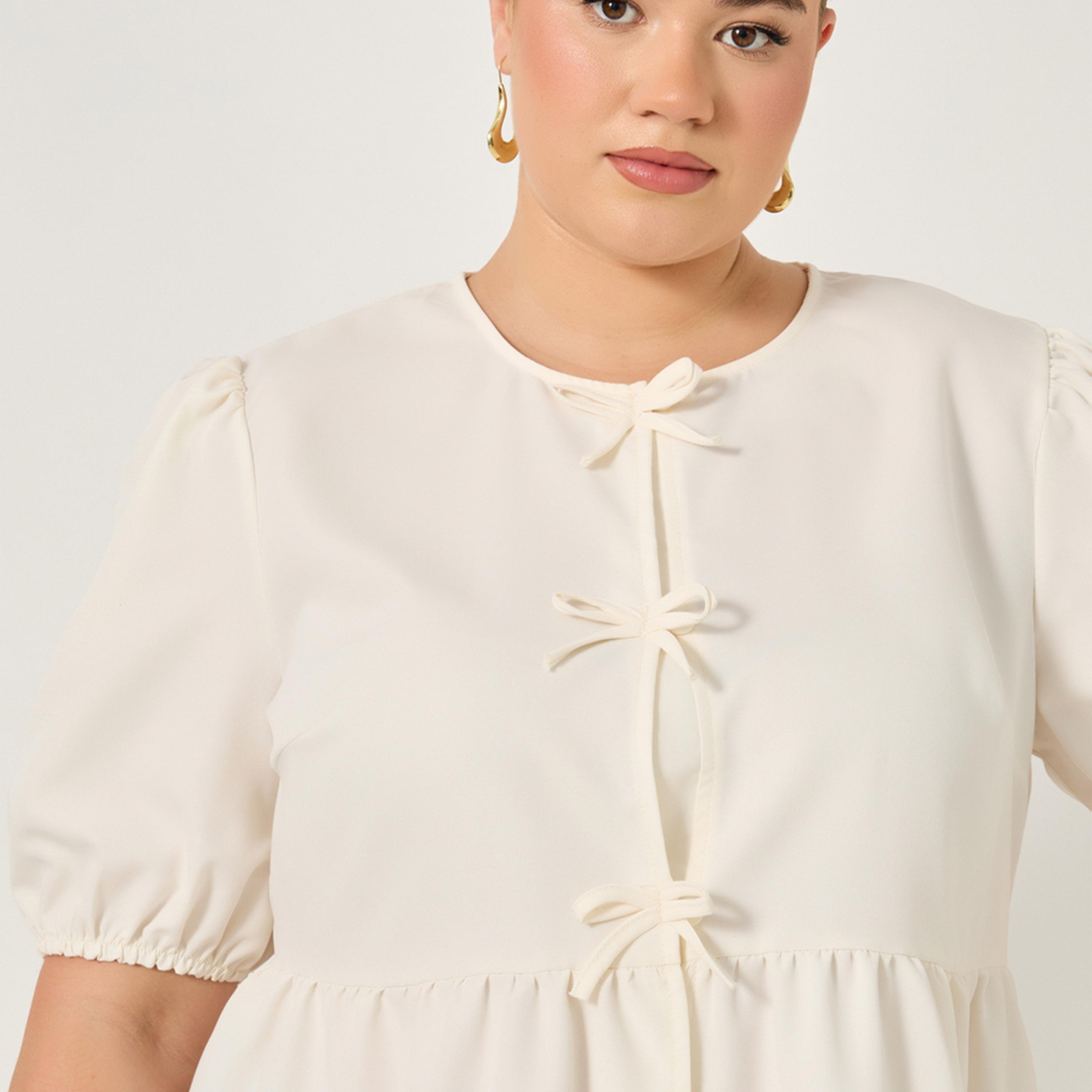 Styli Plus Size Puff Sleeve Ribbon Tie-Up Top-women-clothing-shirtsandblouses-blouses-image-4