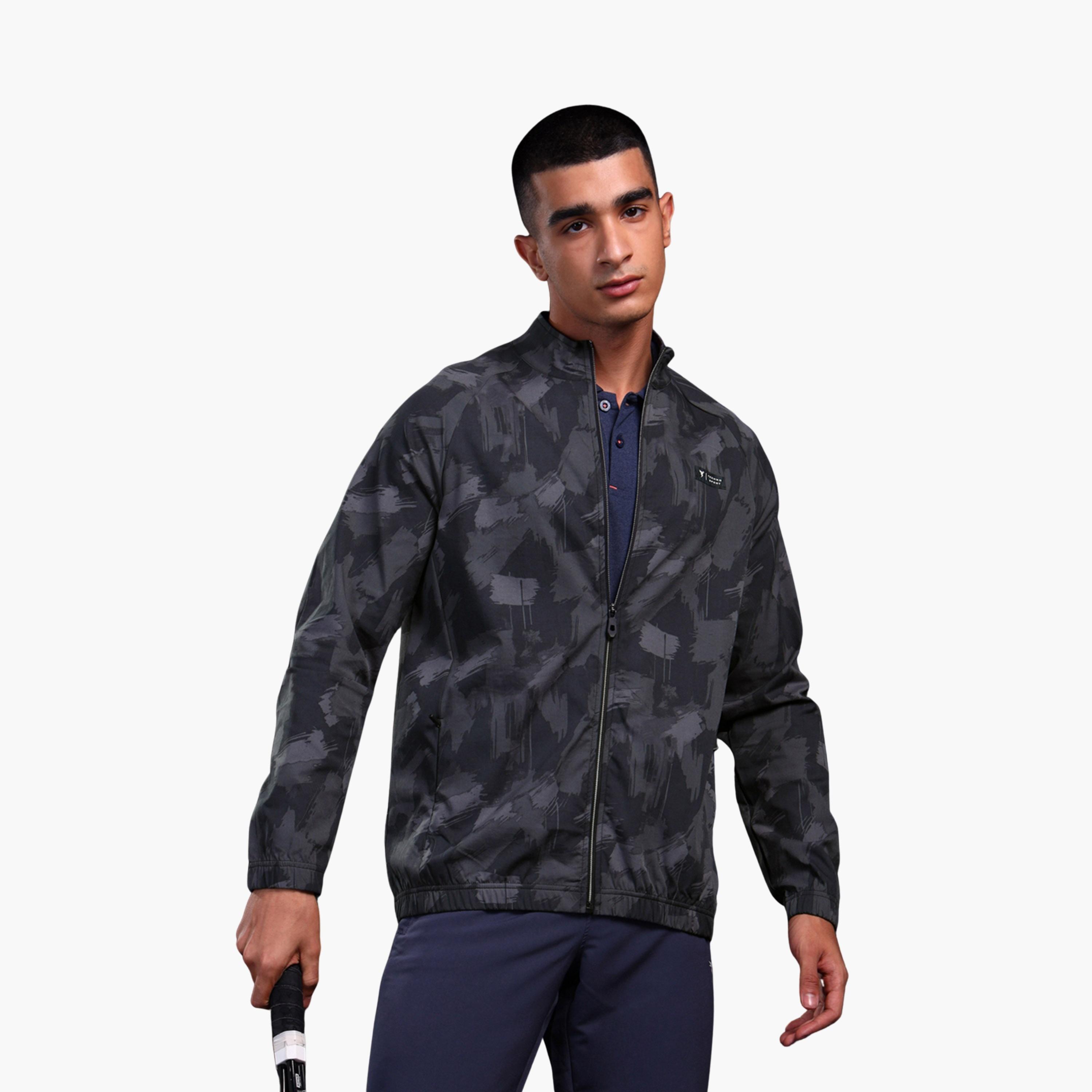 تكنو سبورت × ستايلي - جاكيت سادة محبوك مع تمدد باتجاهين-men-clothing-sportswearandactivewear-hoodiesandsweatshirts-image-1