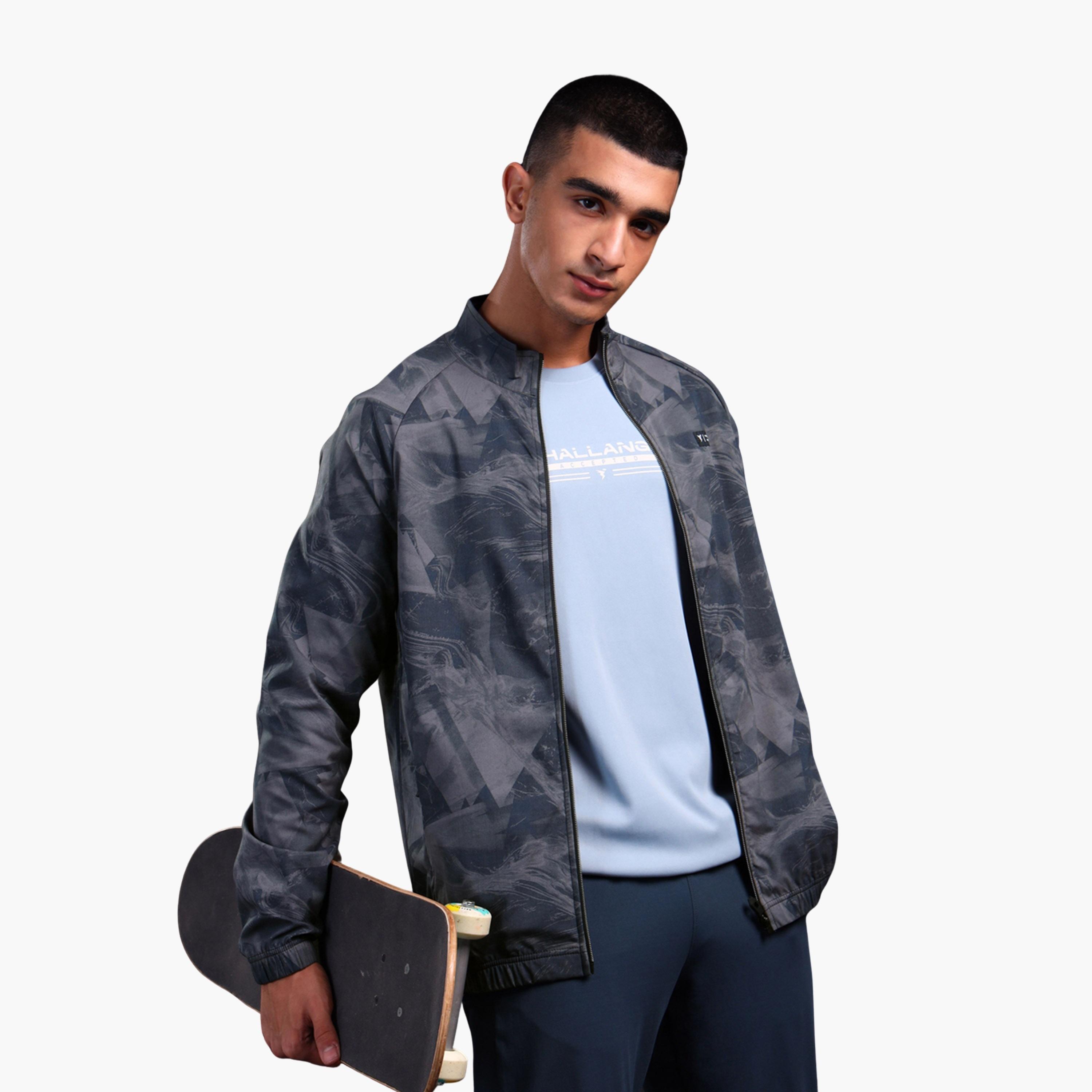 تكنو سبورت × ستايلي - جاكيت سادة محبوك مع تمدد باتجاهين-men-clothing-sportswearandactivewear-hoodiesandsweatshirts-image-1
