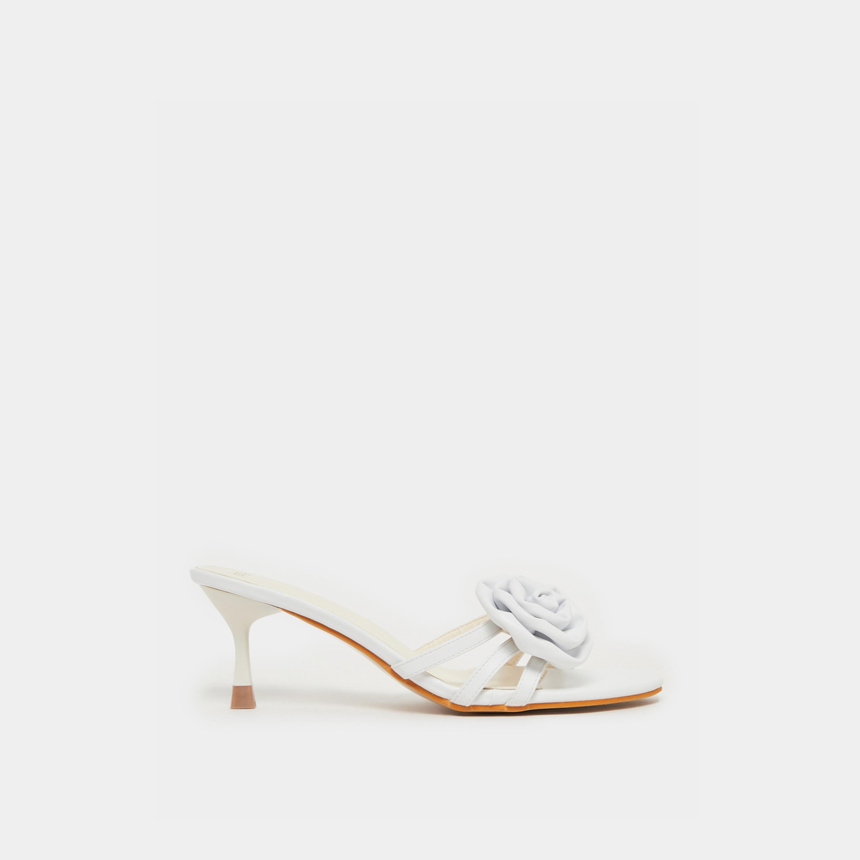 Styli Flower Corsage Kitten Heels Sandals-women-shoes-heels-image-1