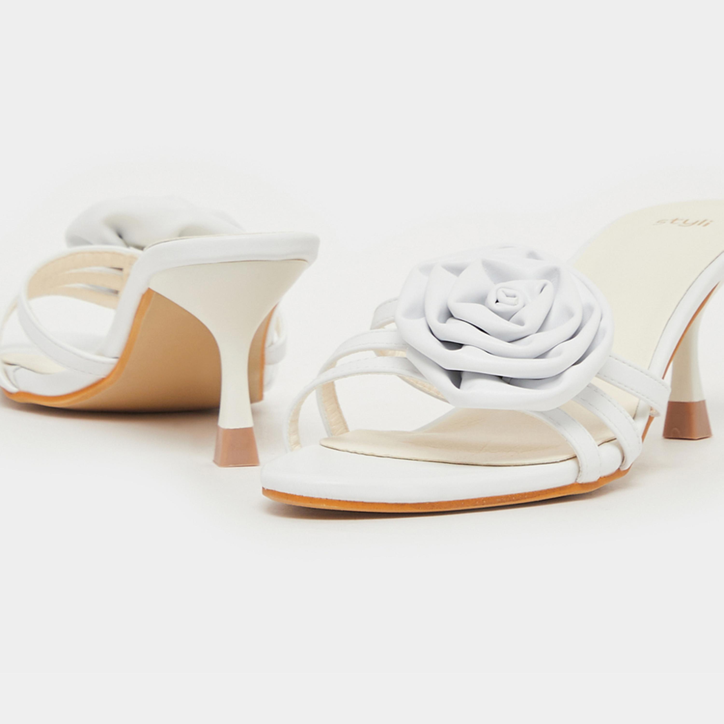 Styli Flower Corsage Kitten Heels Sandals-women-shoes-heels-image-3