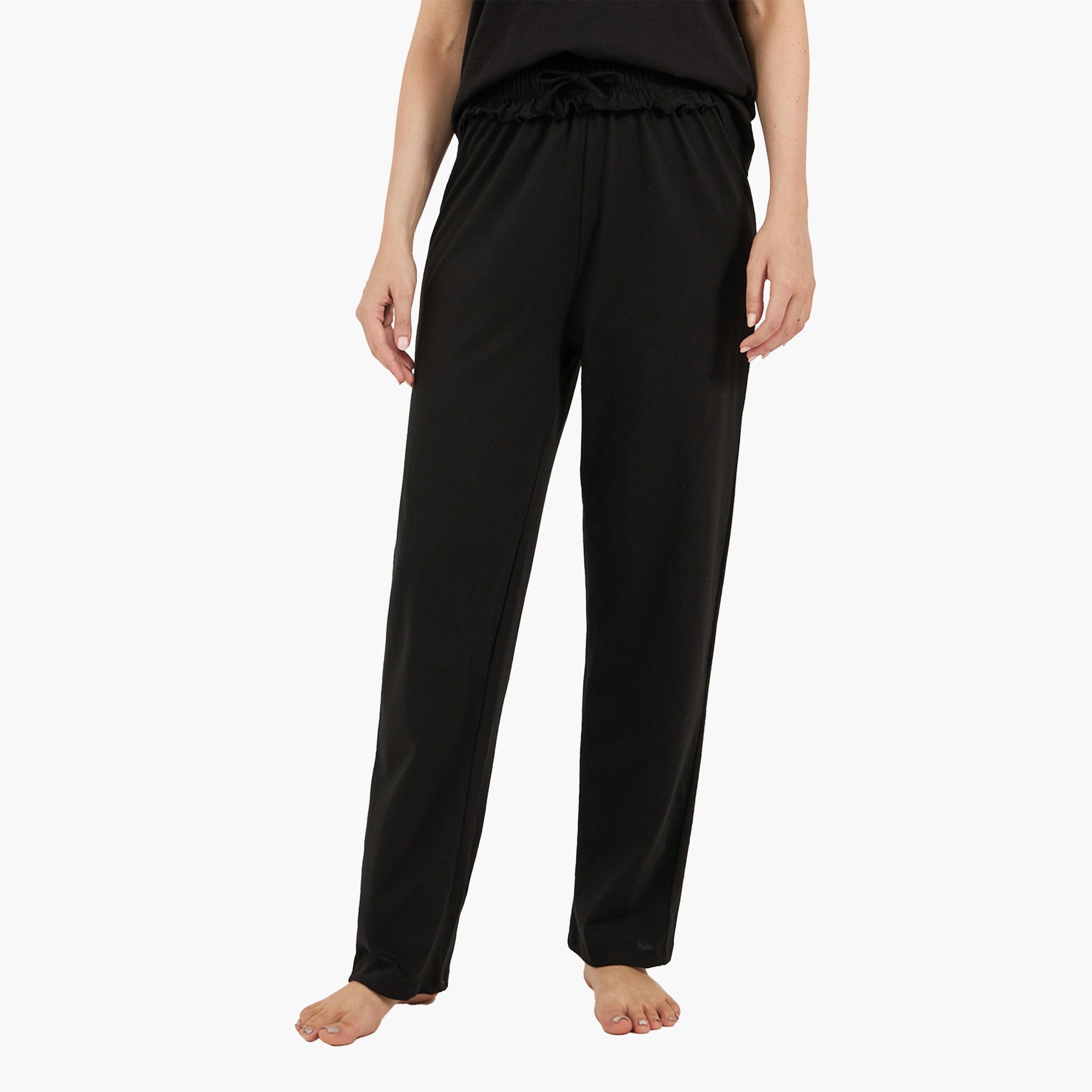 ستايلي-  بيجاما وتي شيرت أسود محبوك للنساء-women-clothing-nightwear-pyjamas-longsets-image-6