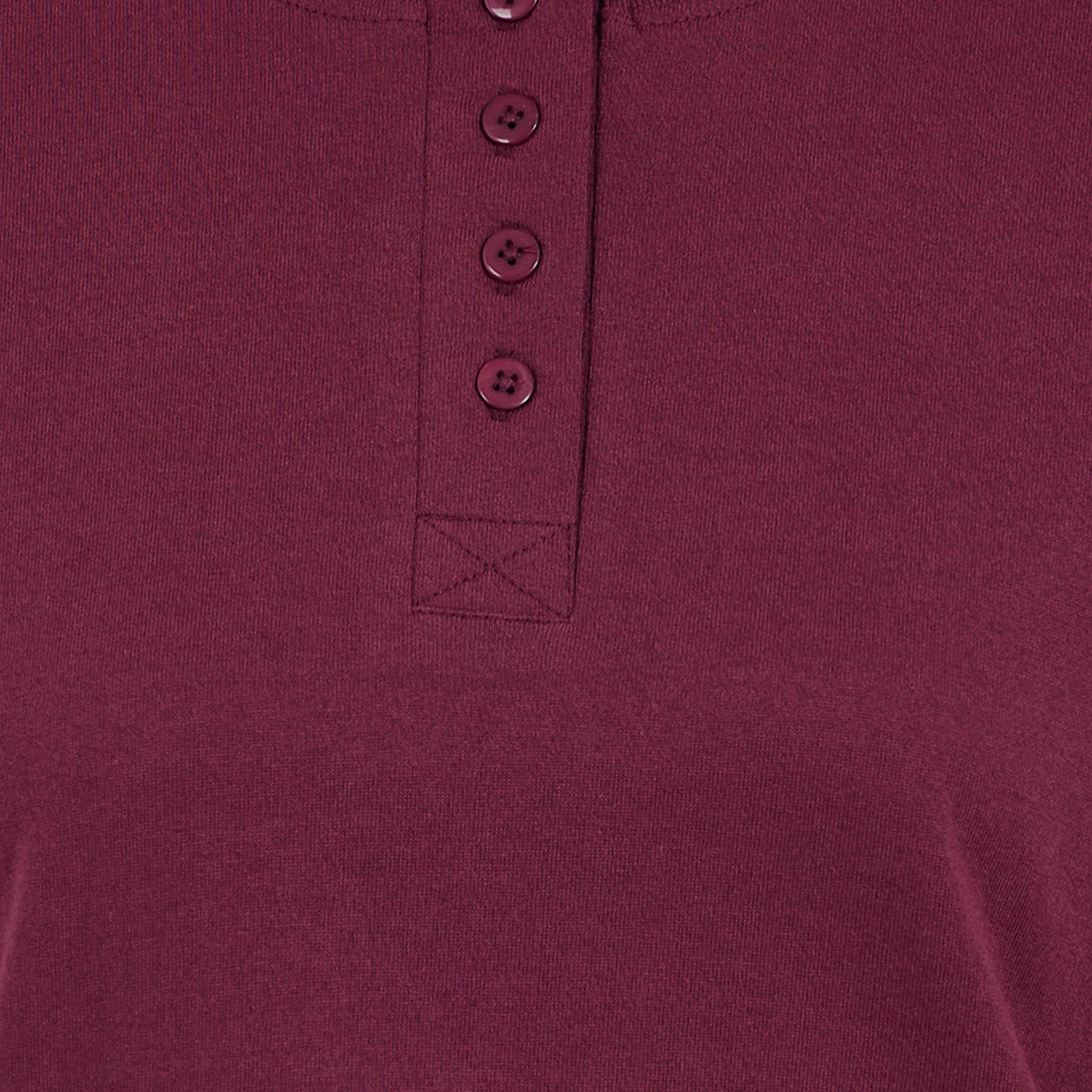 Styli Burgundy Knitted T-Shirt and Straight Pyjama Set for Women-women-clothing-nightwear-pyjamas-longsets-image-4