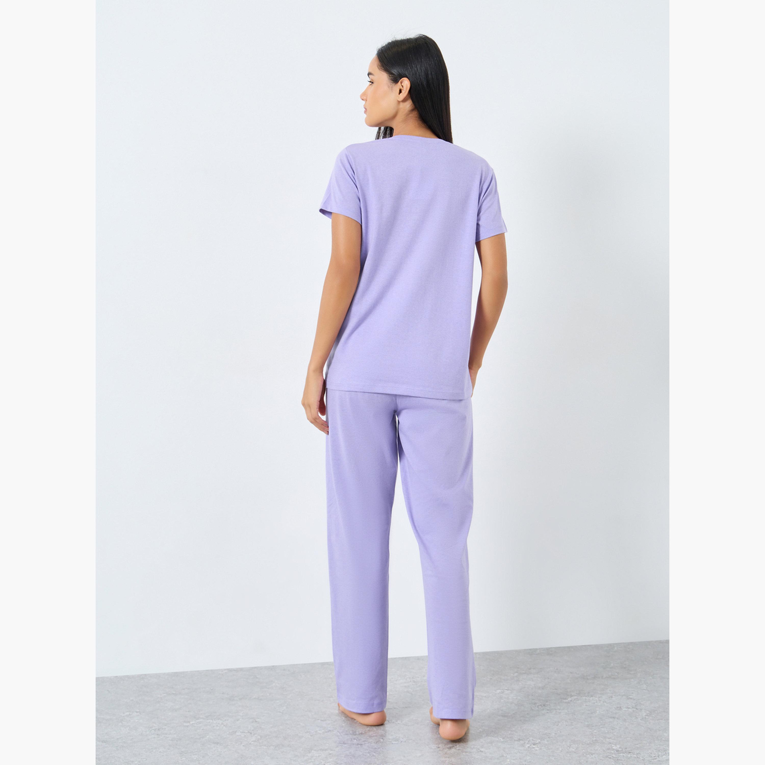 Styli Lilac Knitted T-Shirt and Pyjama Set-women-clothing-nightwear-pyjamas-longsets-image-6