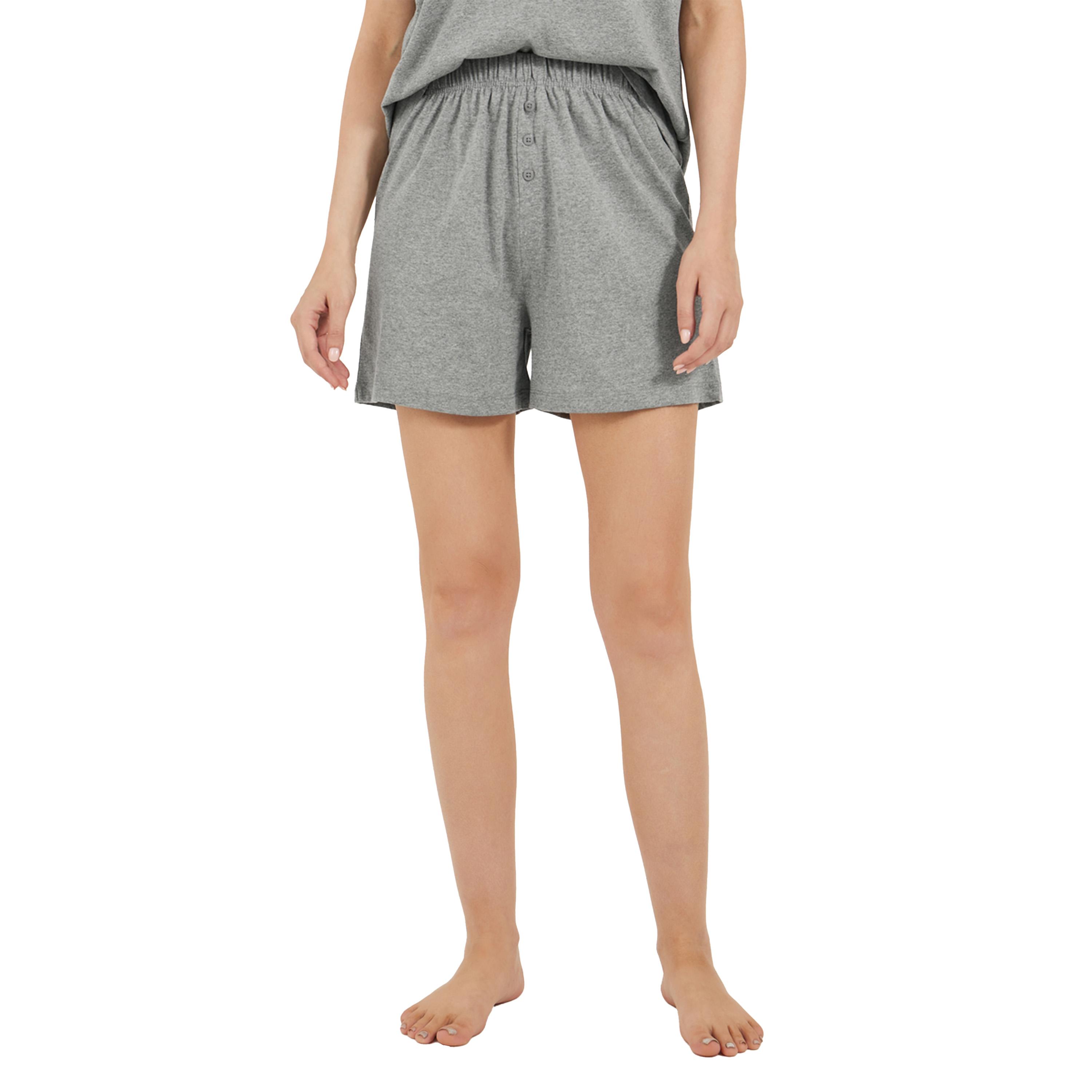 ستايلي - طقم تي شيرت بجيب وكتف منسدل وأزرار مع شورت بيجاما-women-clothing-nightwear-pyjamas-shortsets-image-6