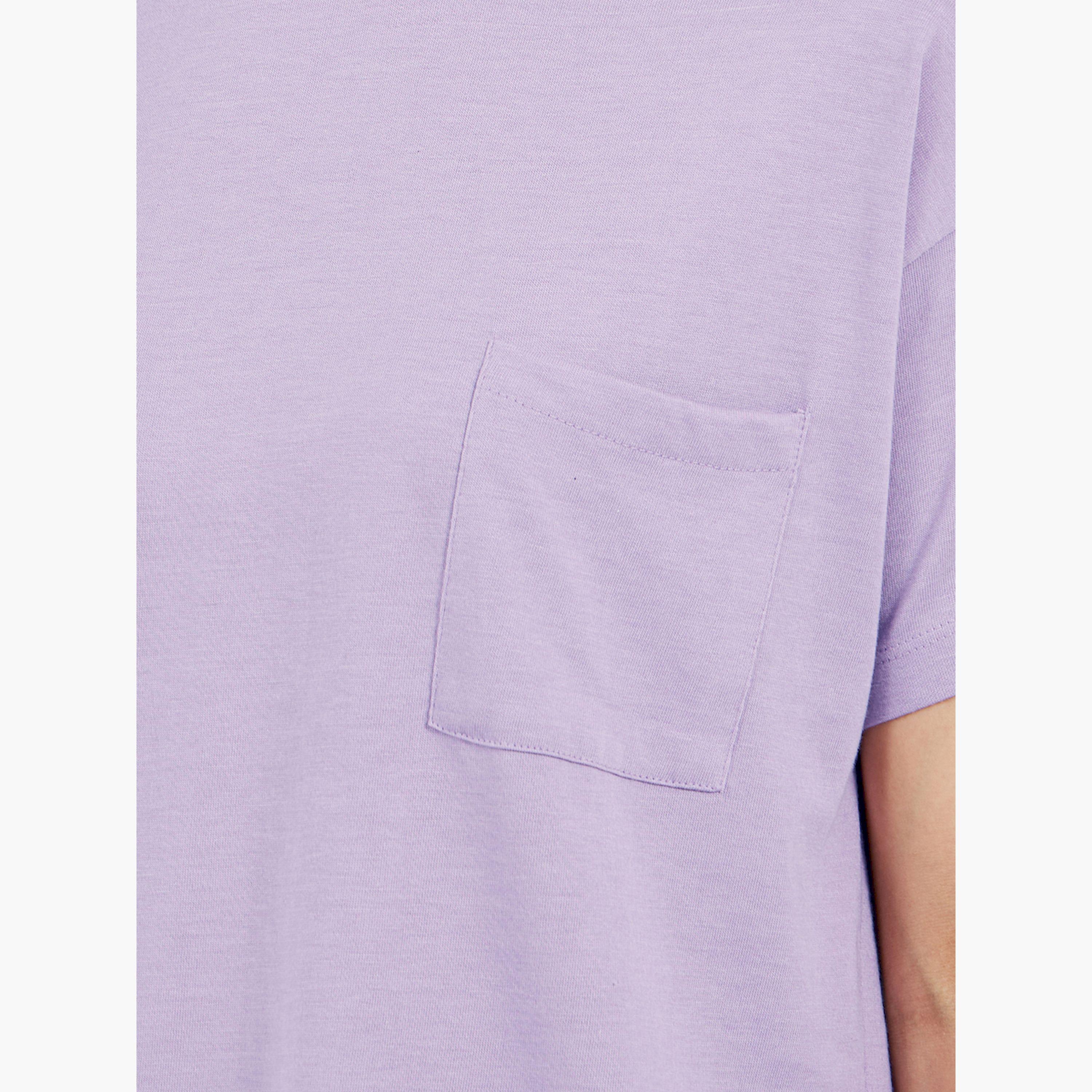 Styli Dropped Shoulder Pocket T-Shirt and Button Placket Pyjama Shorts Set-women-clothing-nightwear-pyjamas-shortsets-image-4
