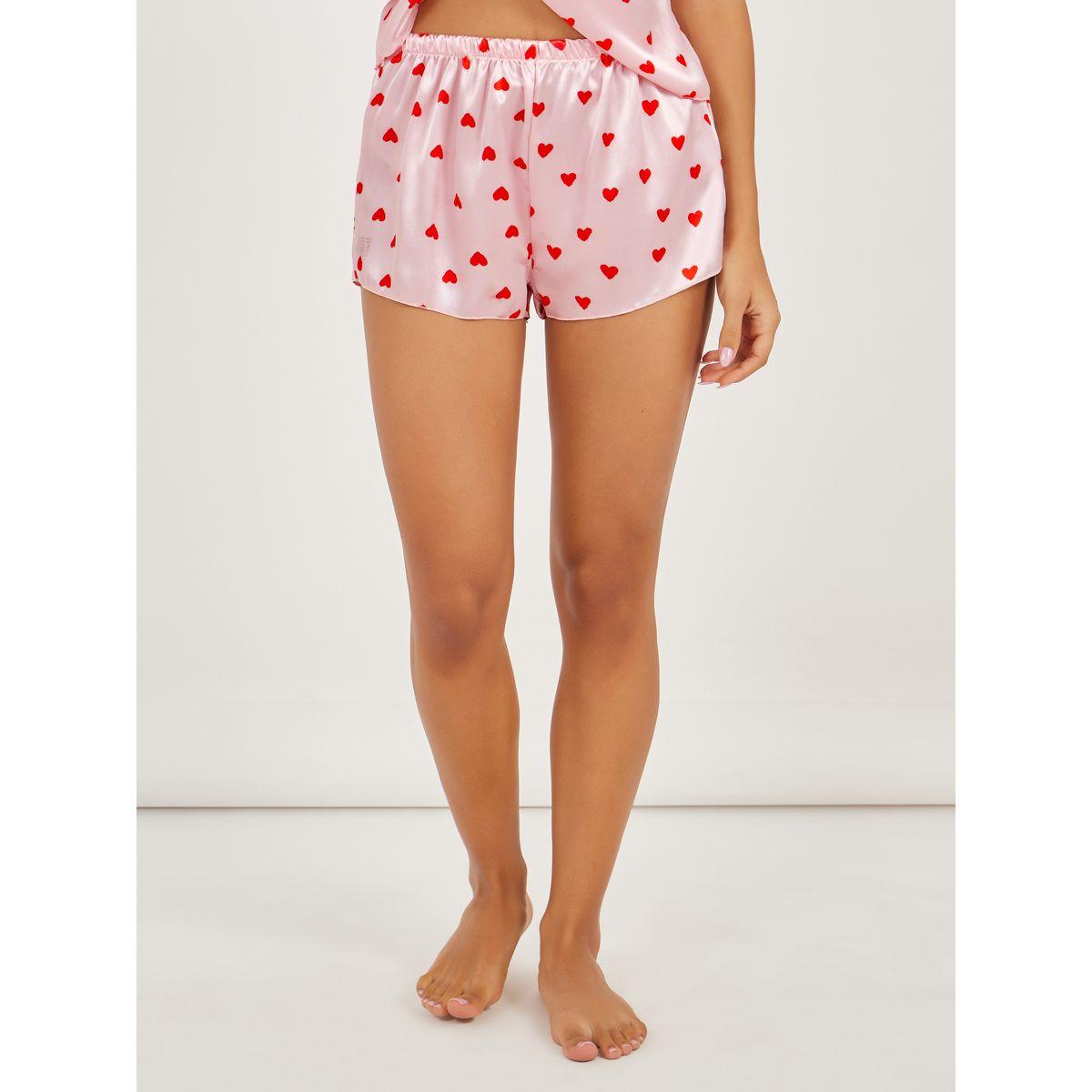 مجموعة من شورت وبلوزة كامي ساتان مطبعة بالكامل-women-clothing-nightwear-pyjamas-shortsets-image-4